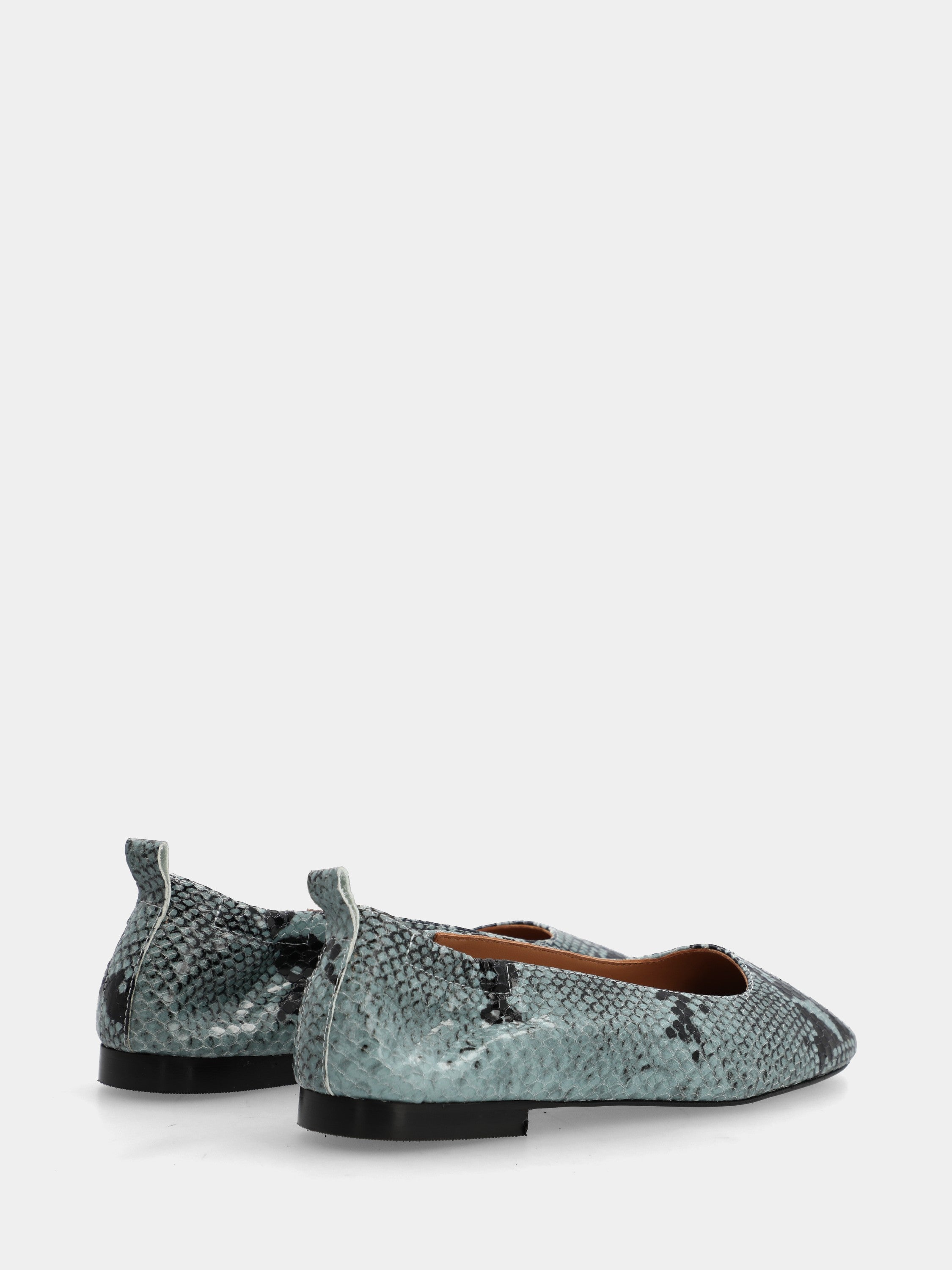 Turquoise python calf Ballet flat with sacchetto construction