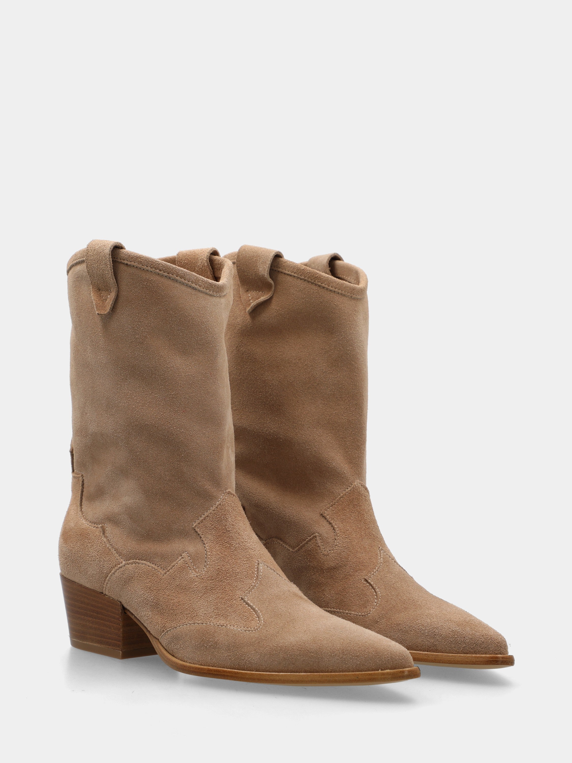 Campero in velour beige con riporti fiammati