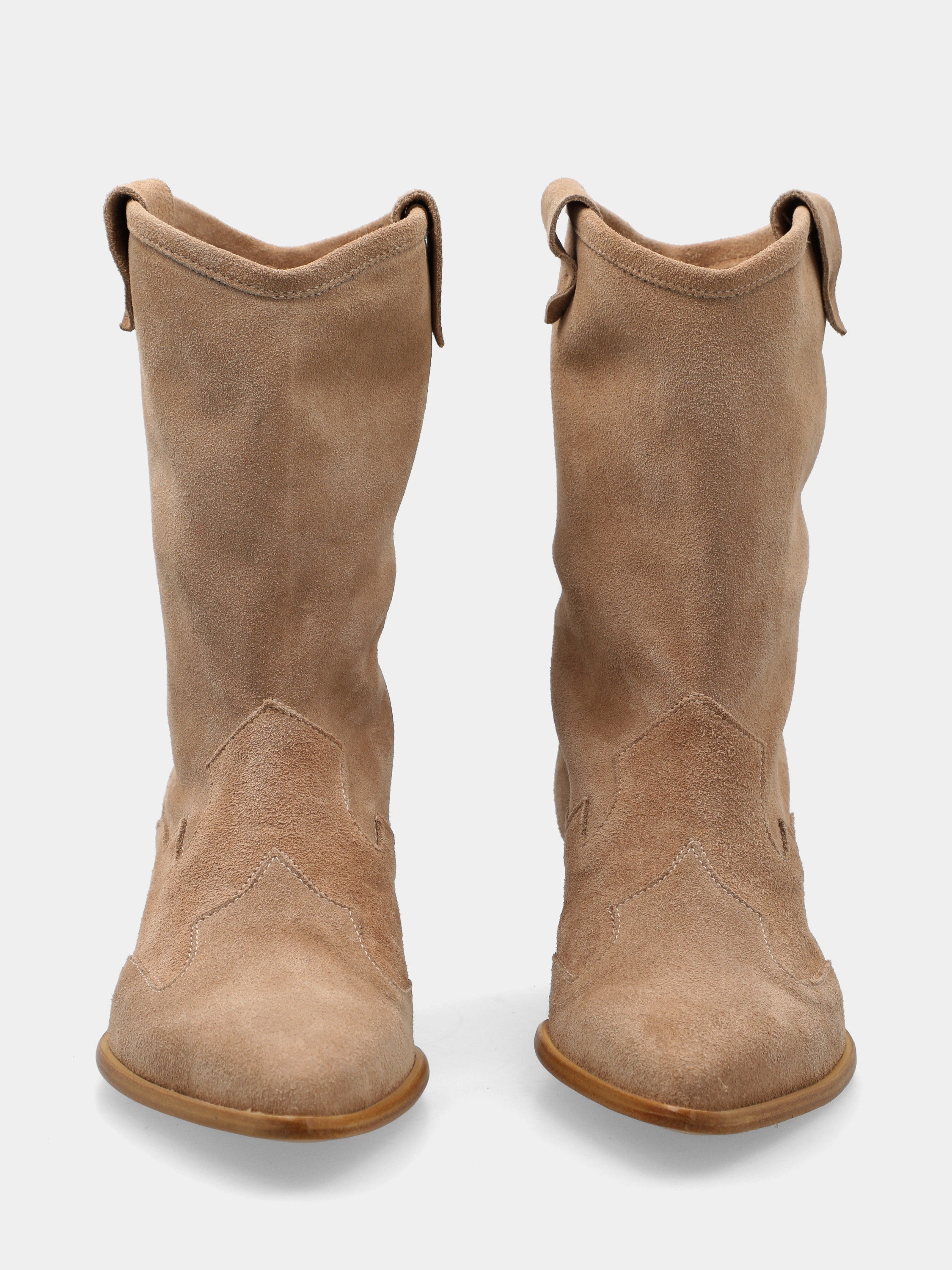 Campero in velour beige con riporti fiammati