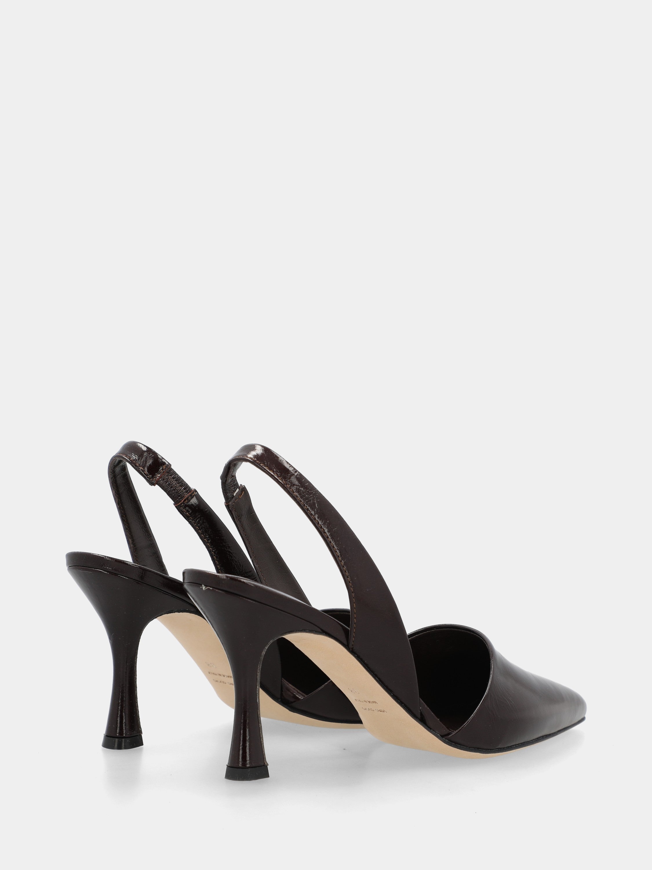 Slingback in verlux mogano con tacco a coda