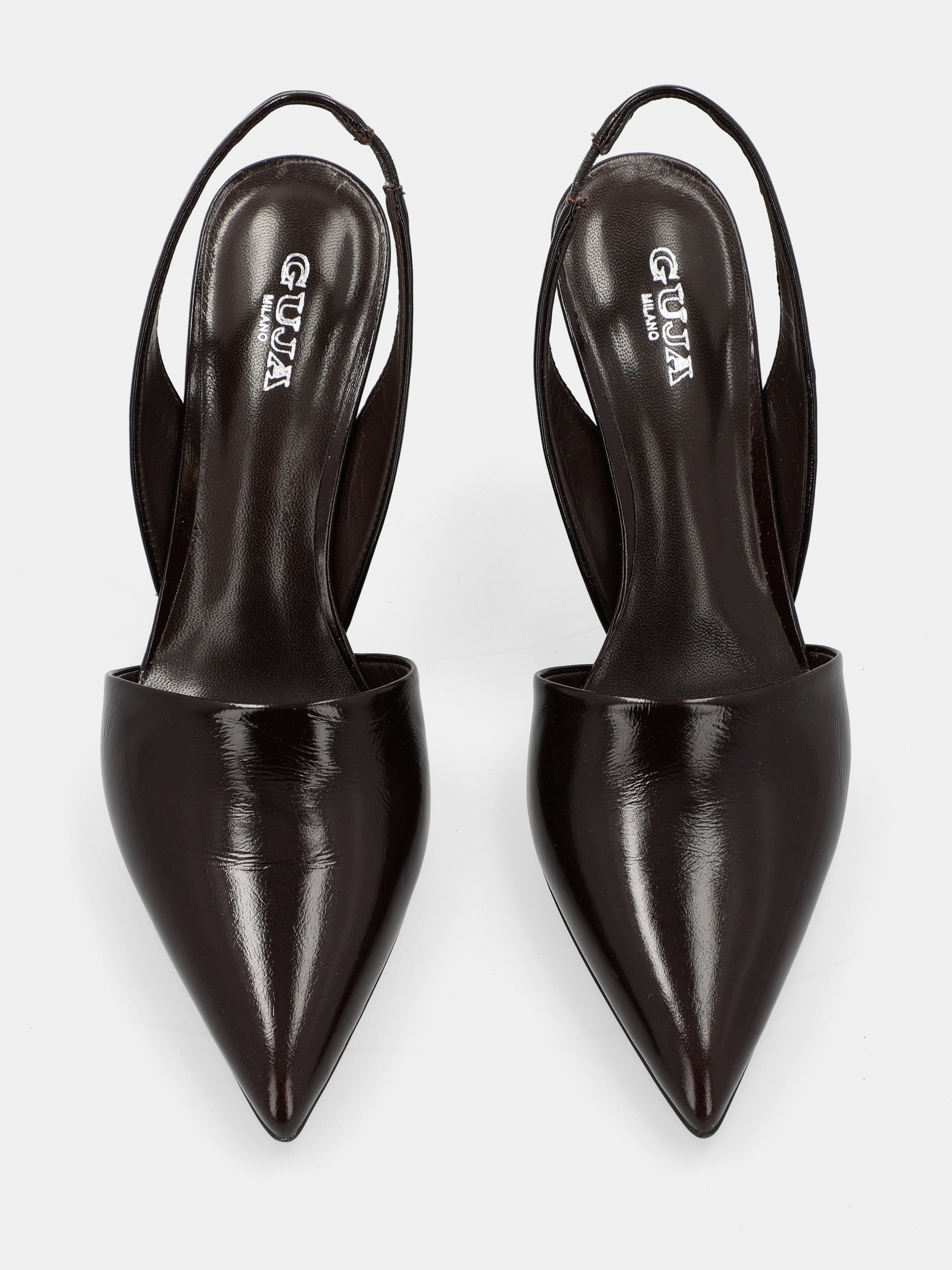 Slingback in verlux mogano con tacco a coda