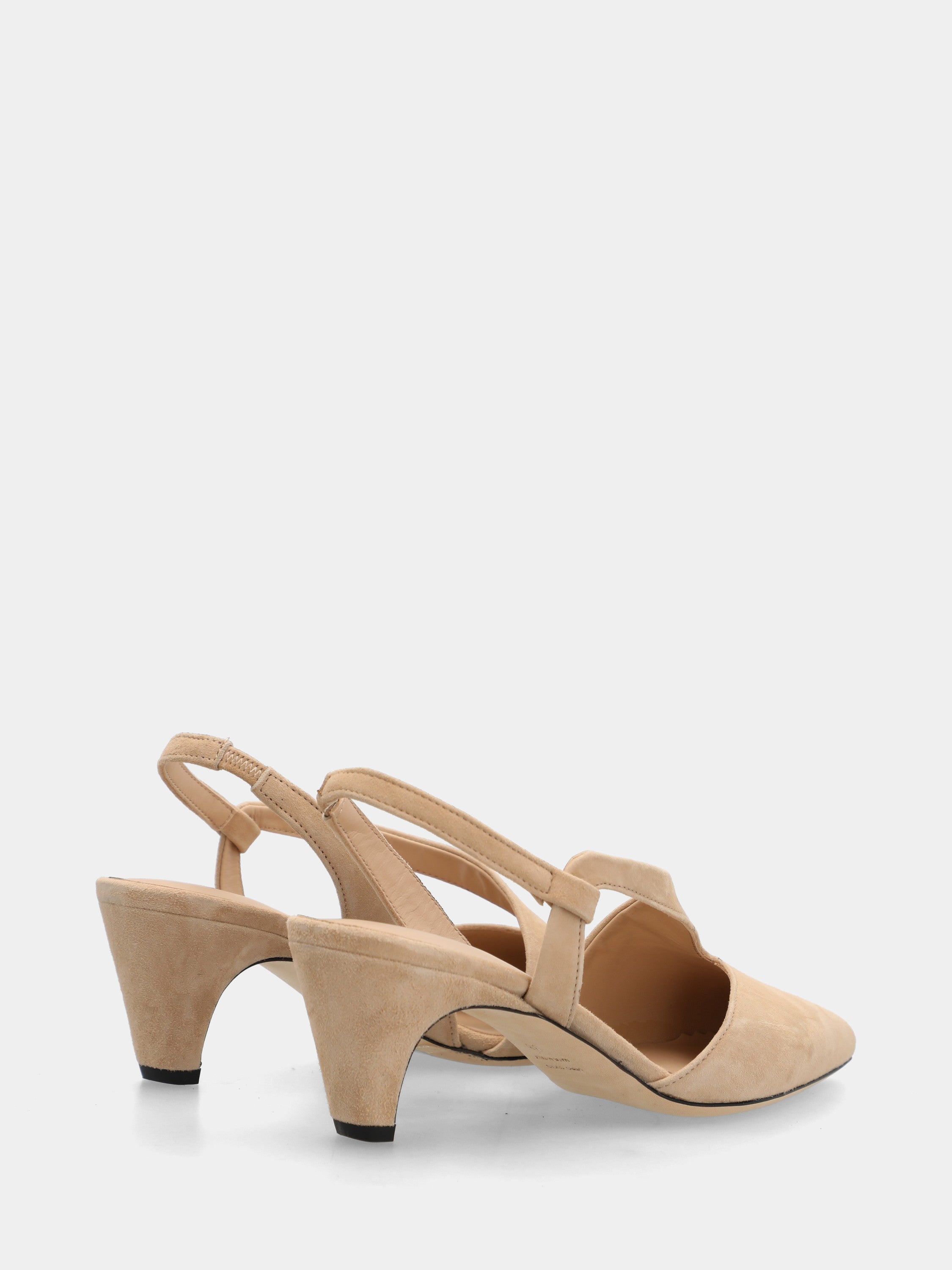 Beige suede slingback with semi-conical heel