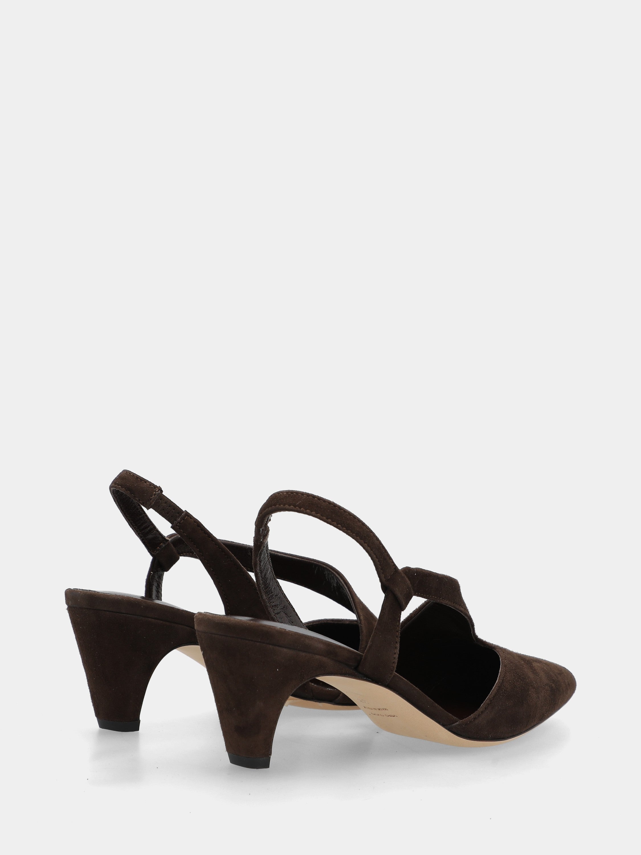 Slingback aus Wildleder in Dunkelbraun mit halbkonischem Absatz