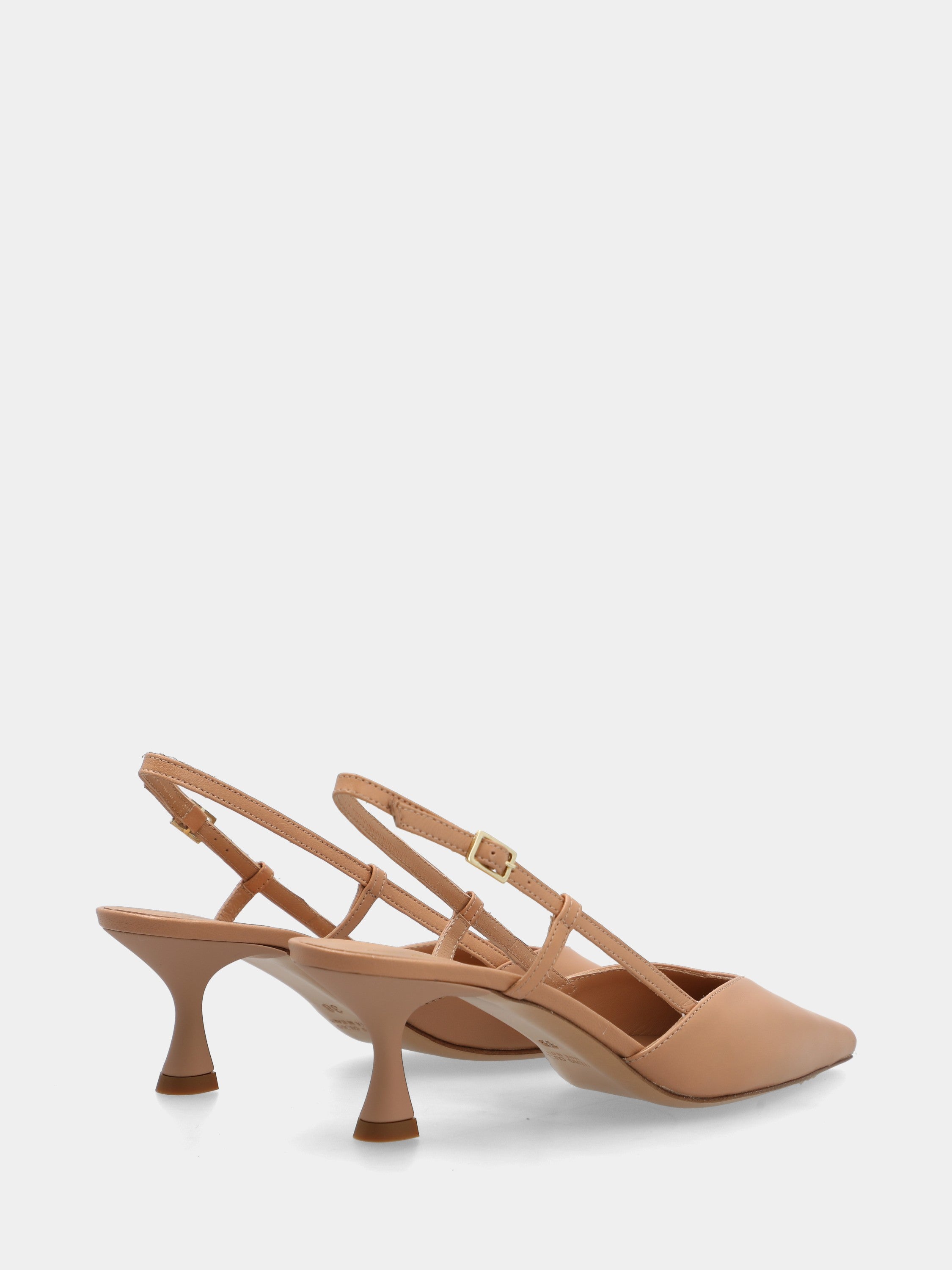Nude nappa slingback with square pointed toe