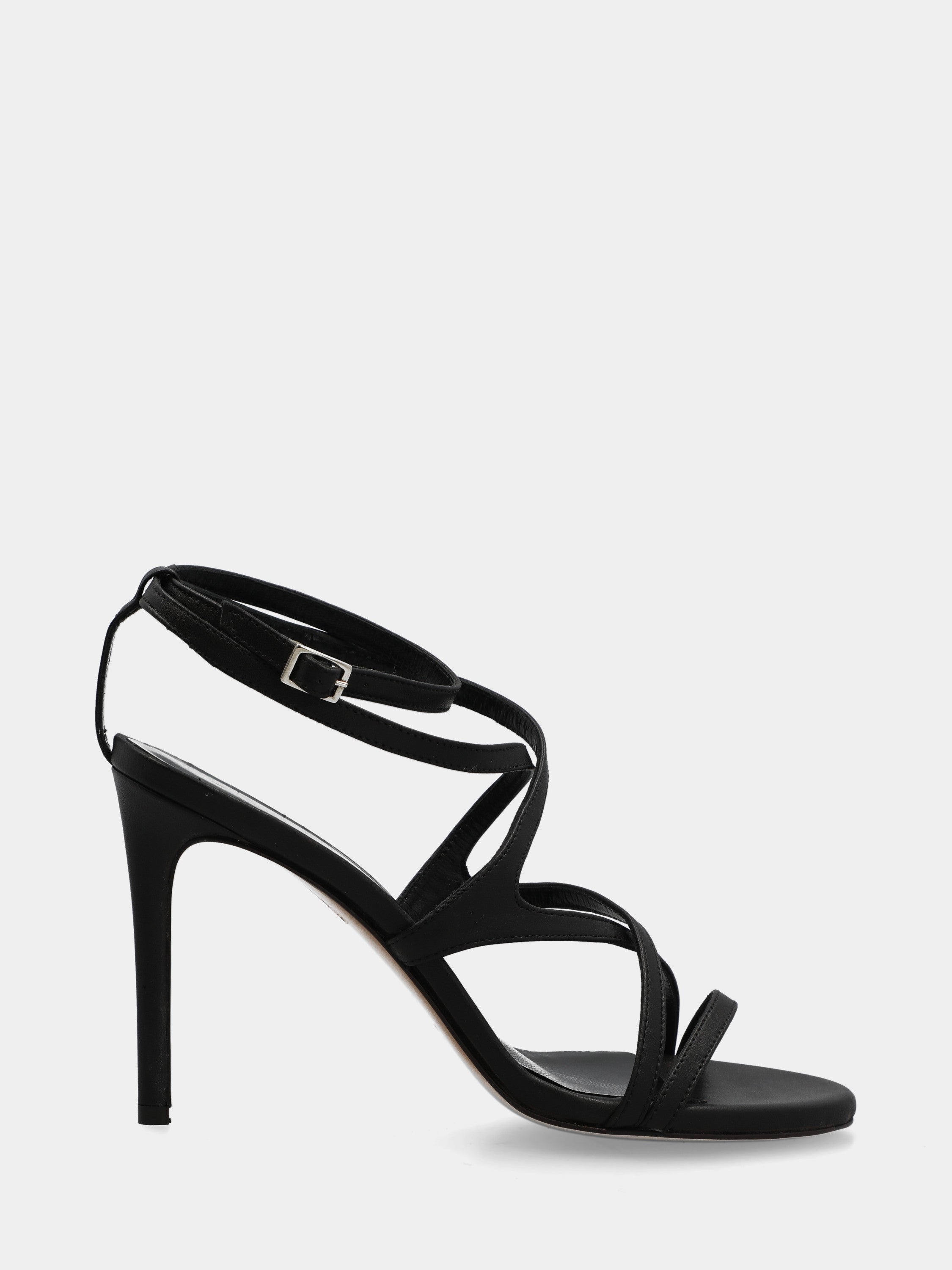 Sandalo in nappa nero con listini incrociati e stiletto 110mm