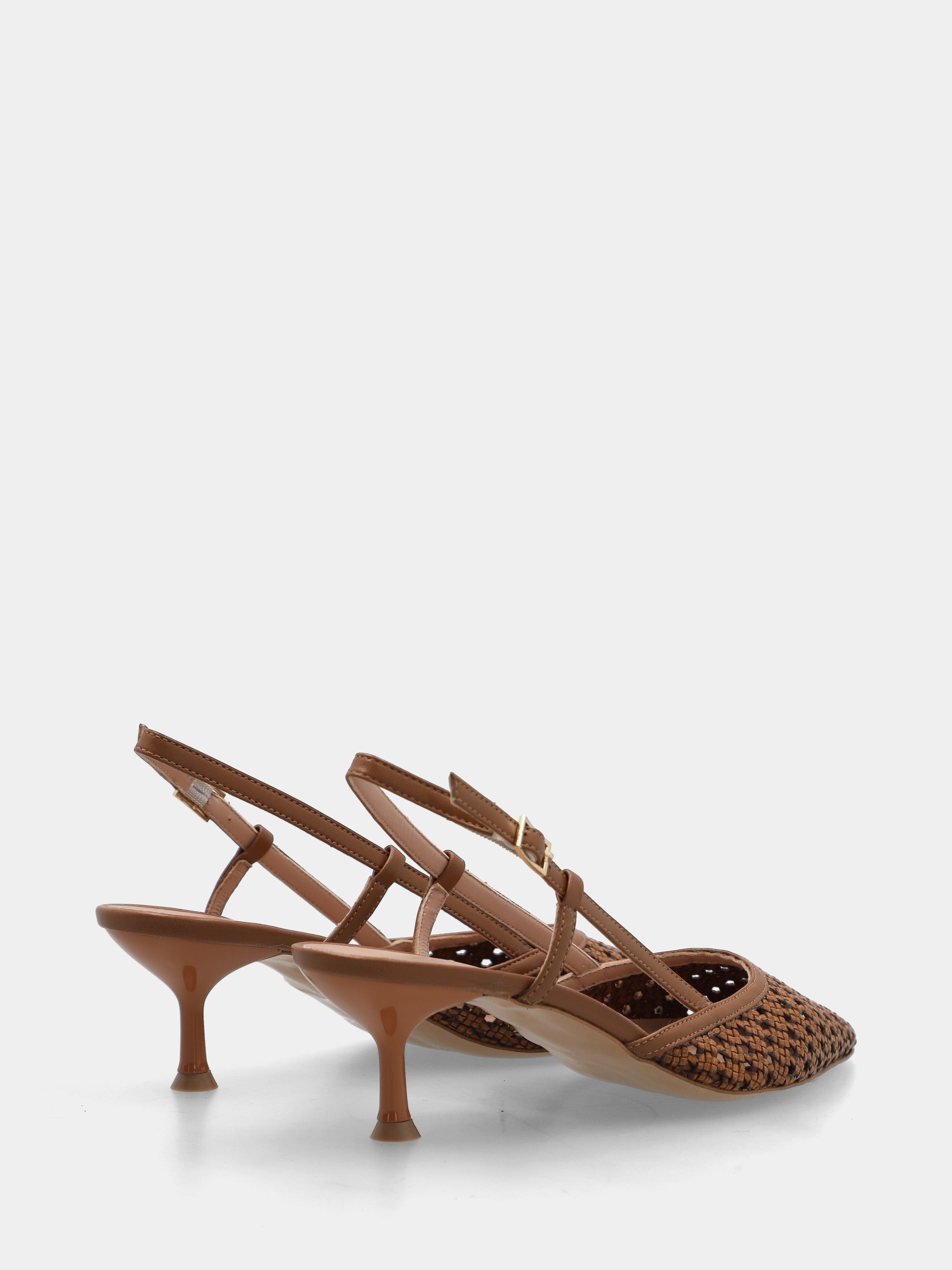 Slingback in Raffia Farbe Cuoio mit Kelchabsatz