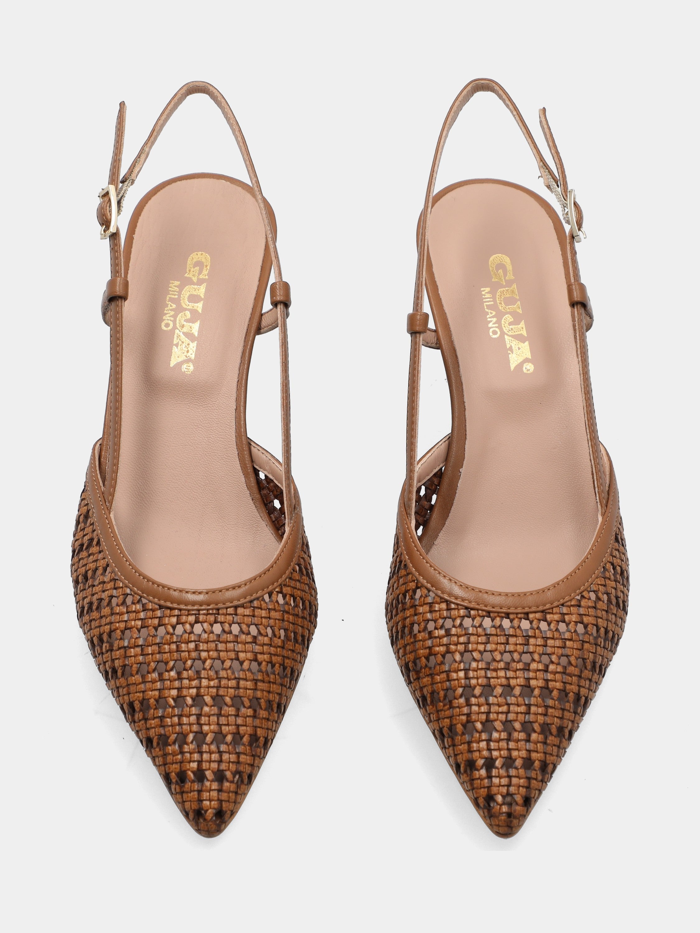 Slingback in Raffia Farbe Cuoio mit Kelchabsatz