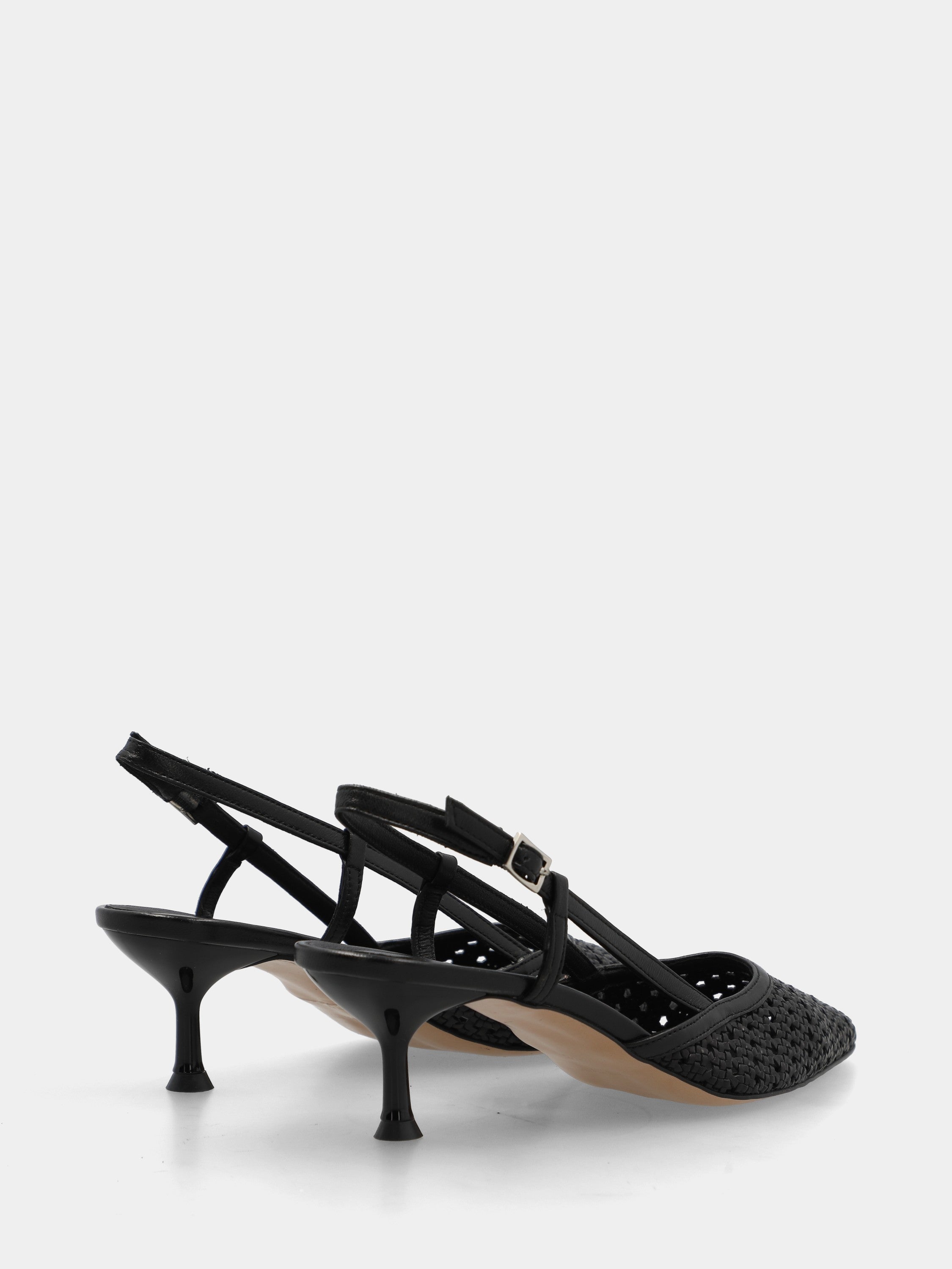 Black raffia slingback with cup heel