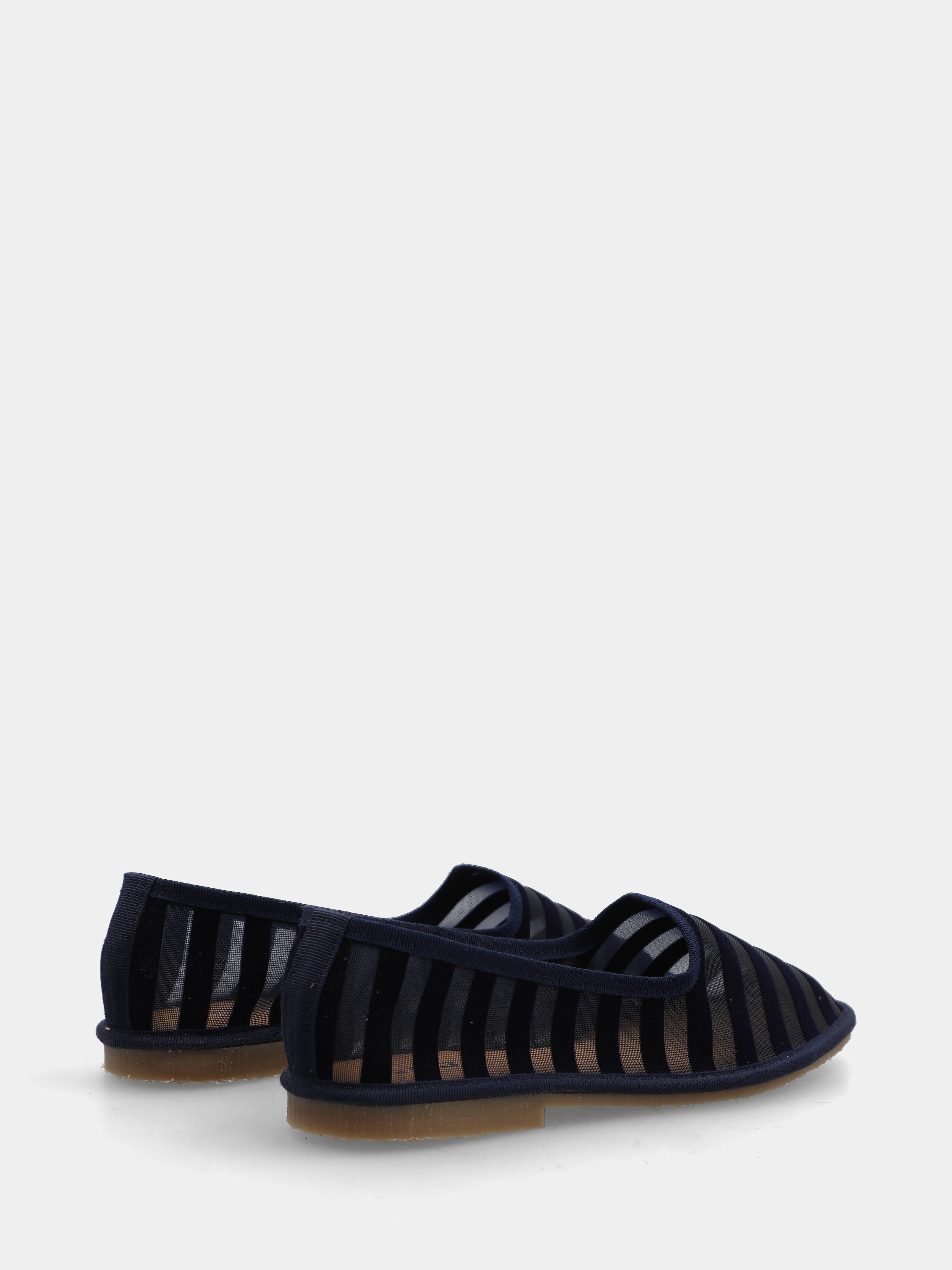 Pantofolina in zanzariera blu con striature in camoscio