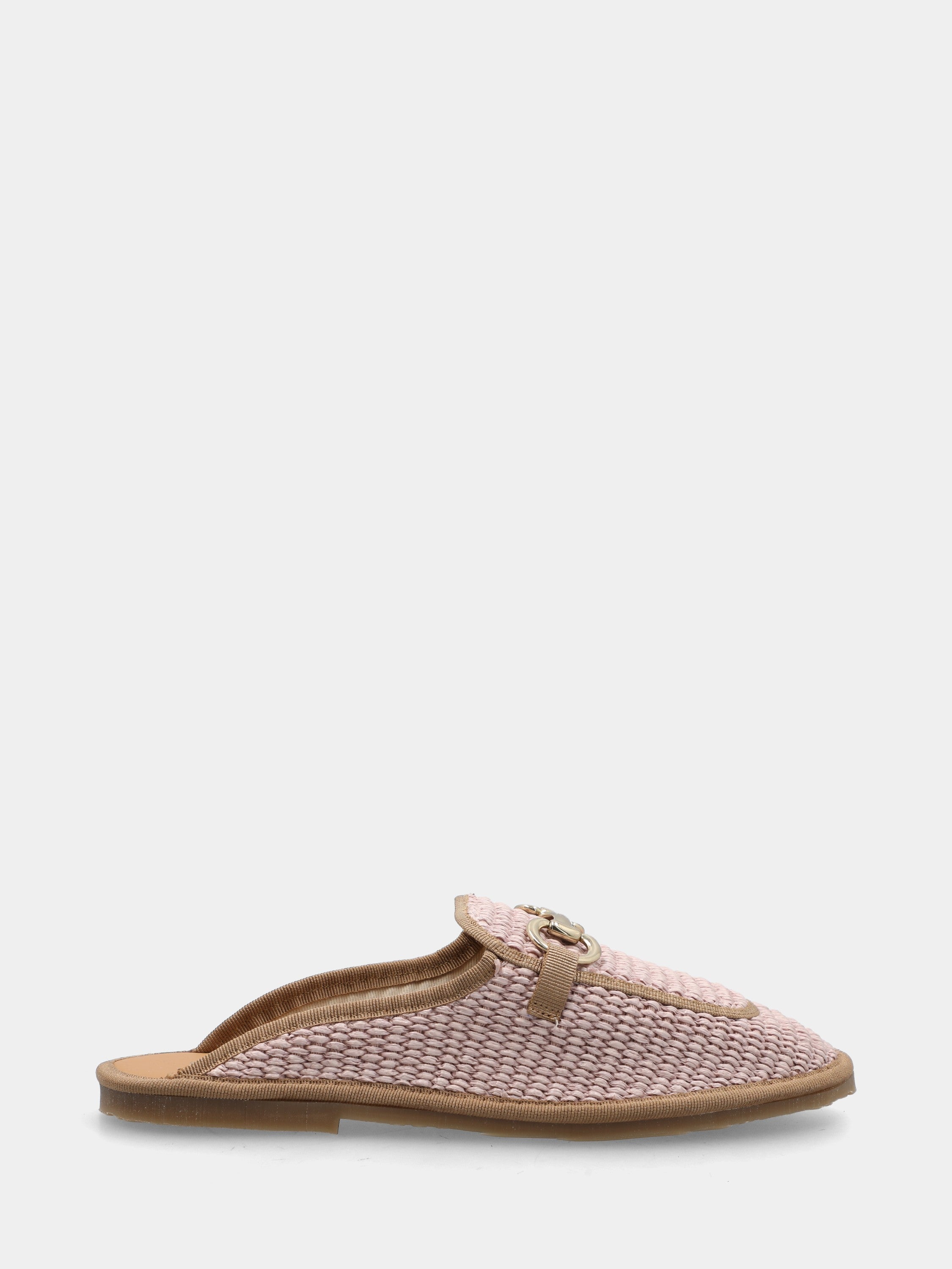 Sabot in raffia rosa con morsetto sul collo