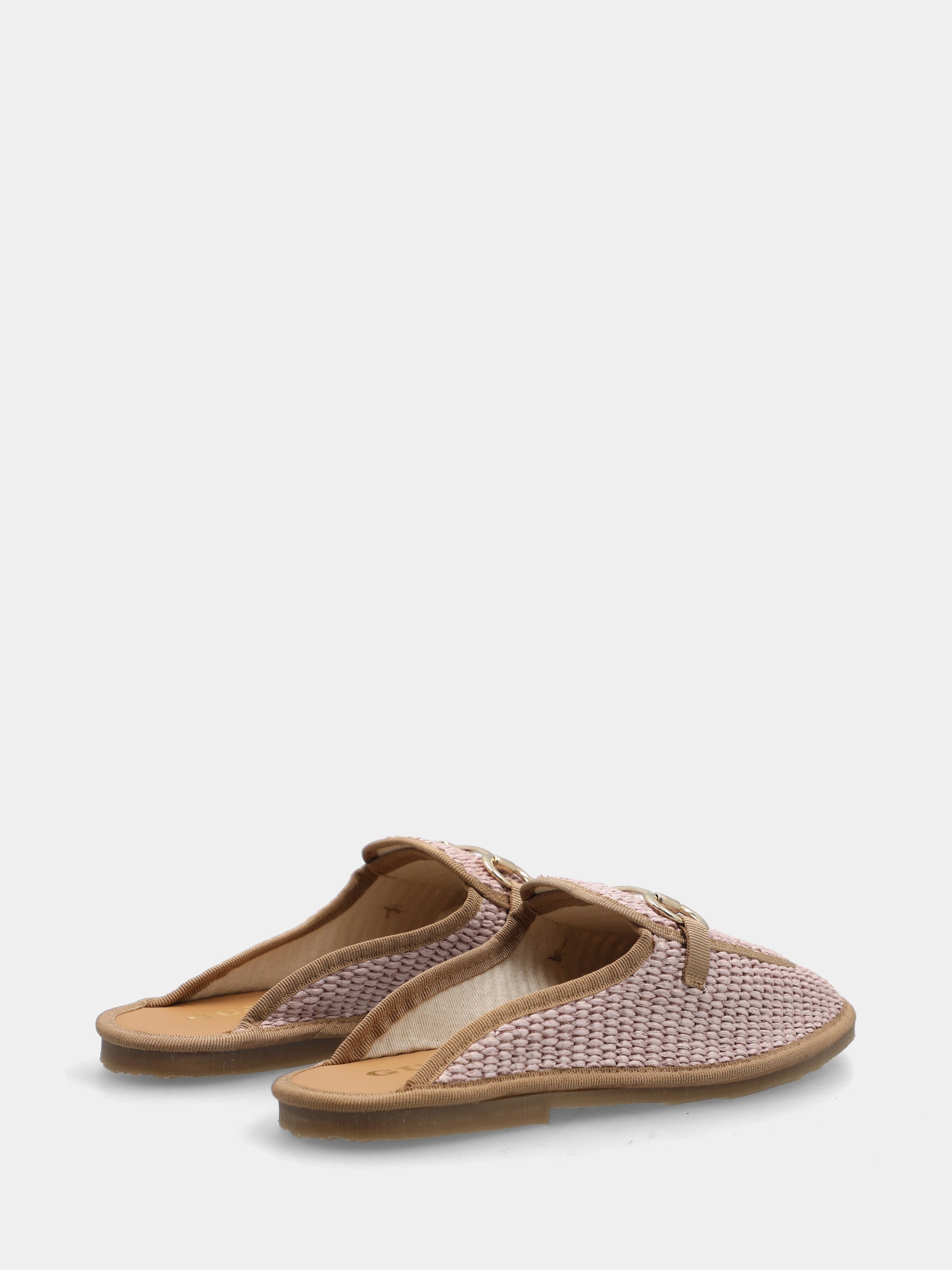 Sabot in raffia rosa con morsetto sul collo