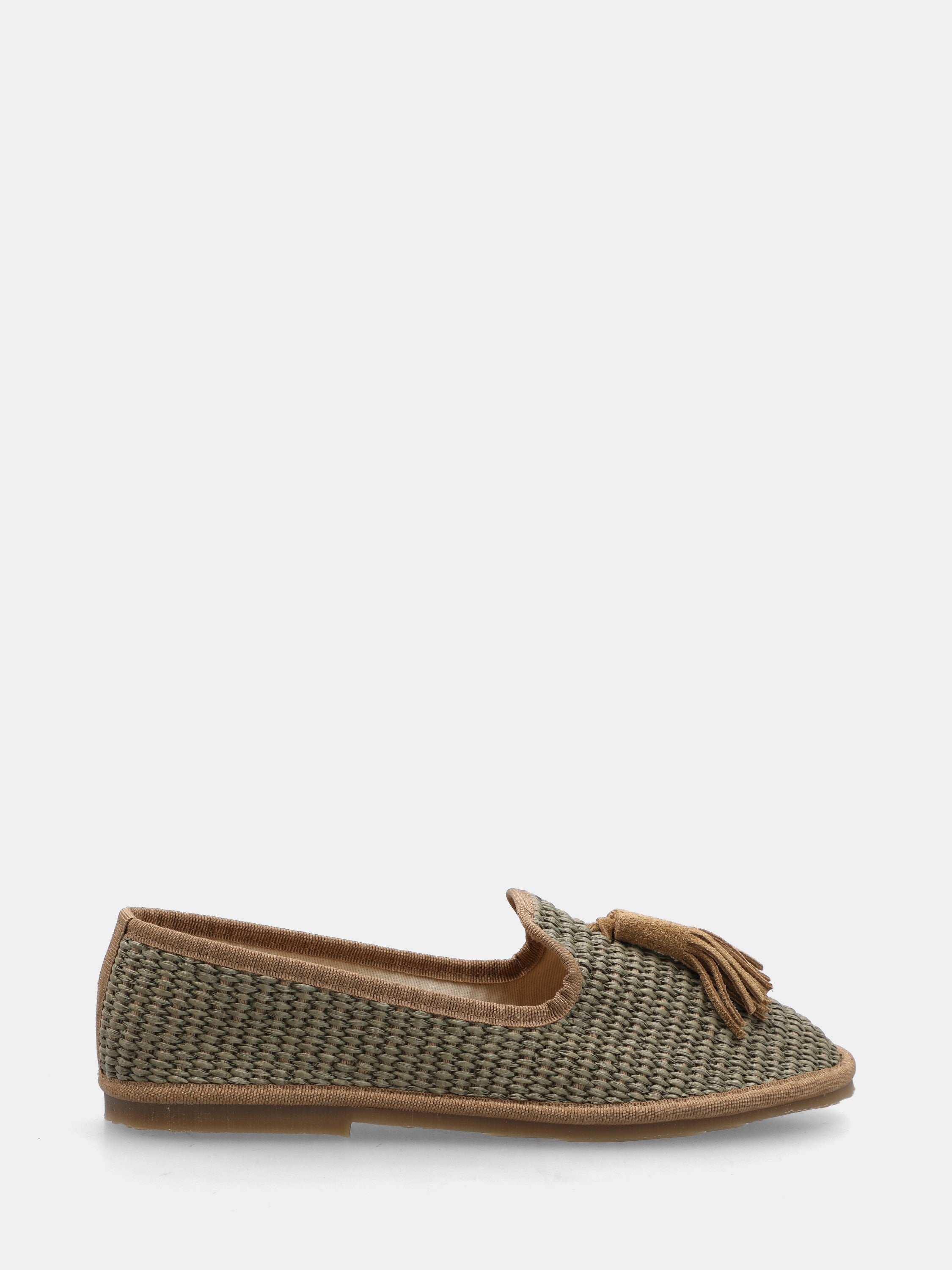 Friulana in raffia verde con nappine