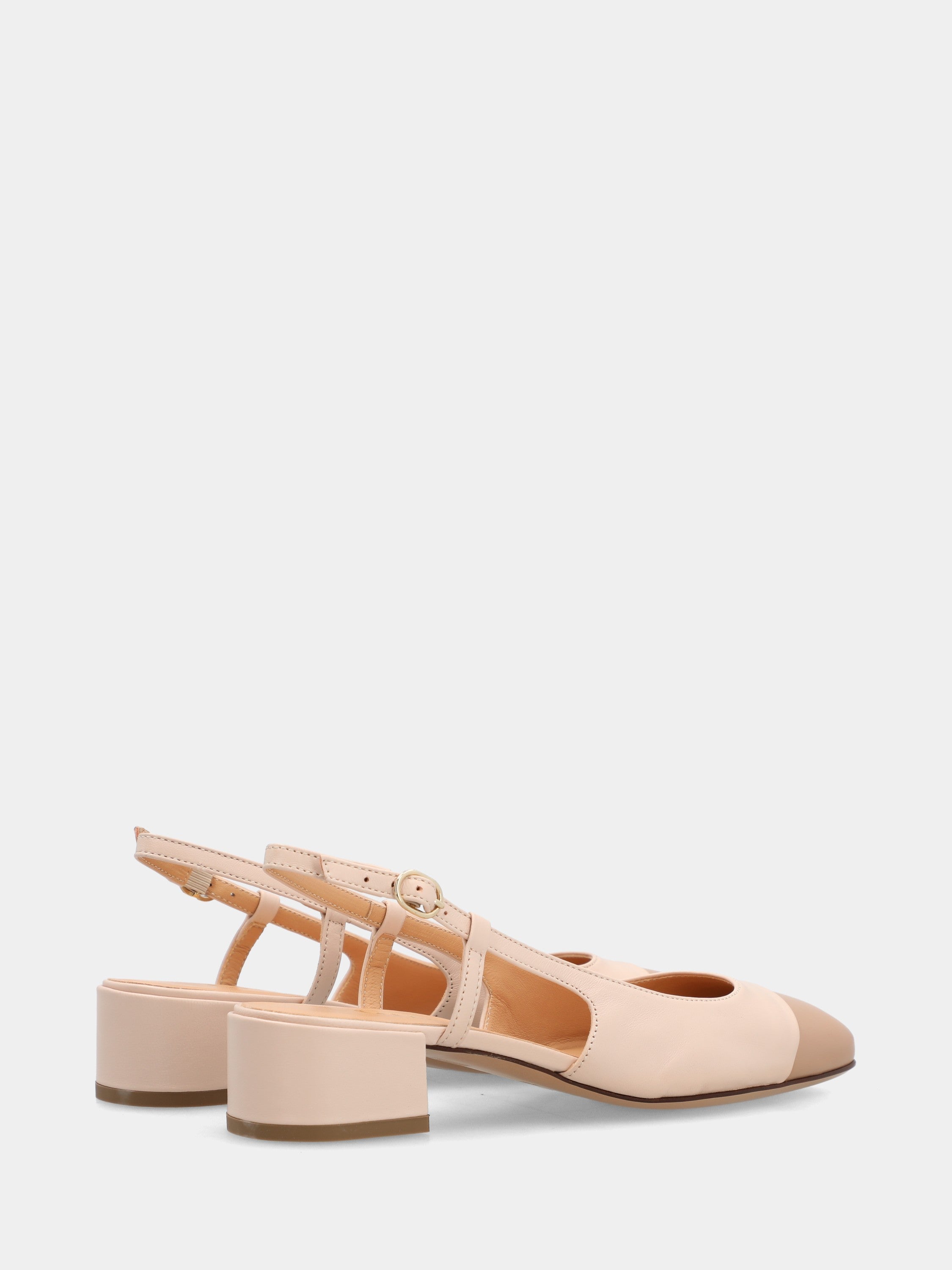 Bicolore Slingback aus beigem Nappaleder mit 30-mm-Absatz