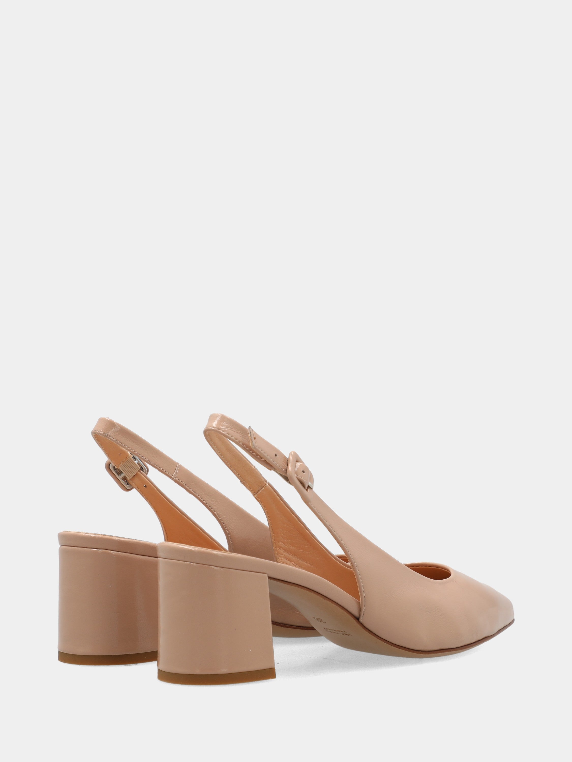 Slingback en verni miroir beige en construction sacchetto avec talon 50mm