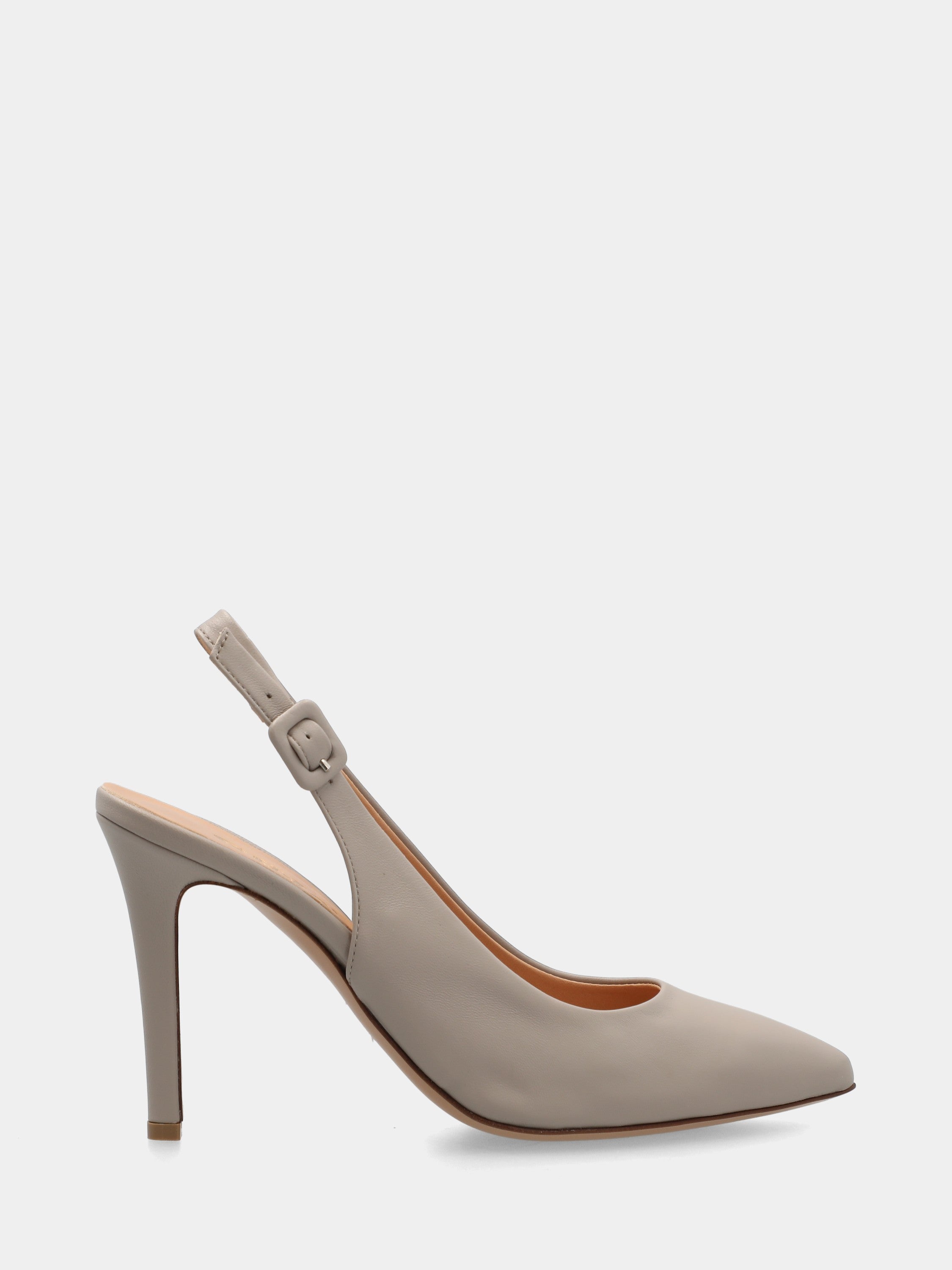 Slingback in nappa taupe a sacchetto con stiletto 90mm