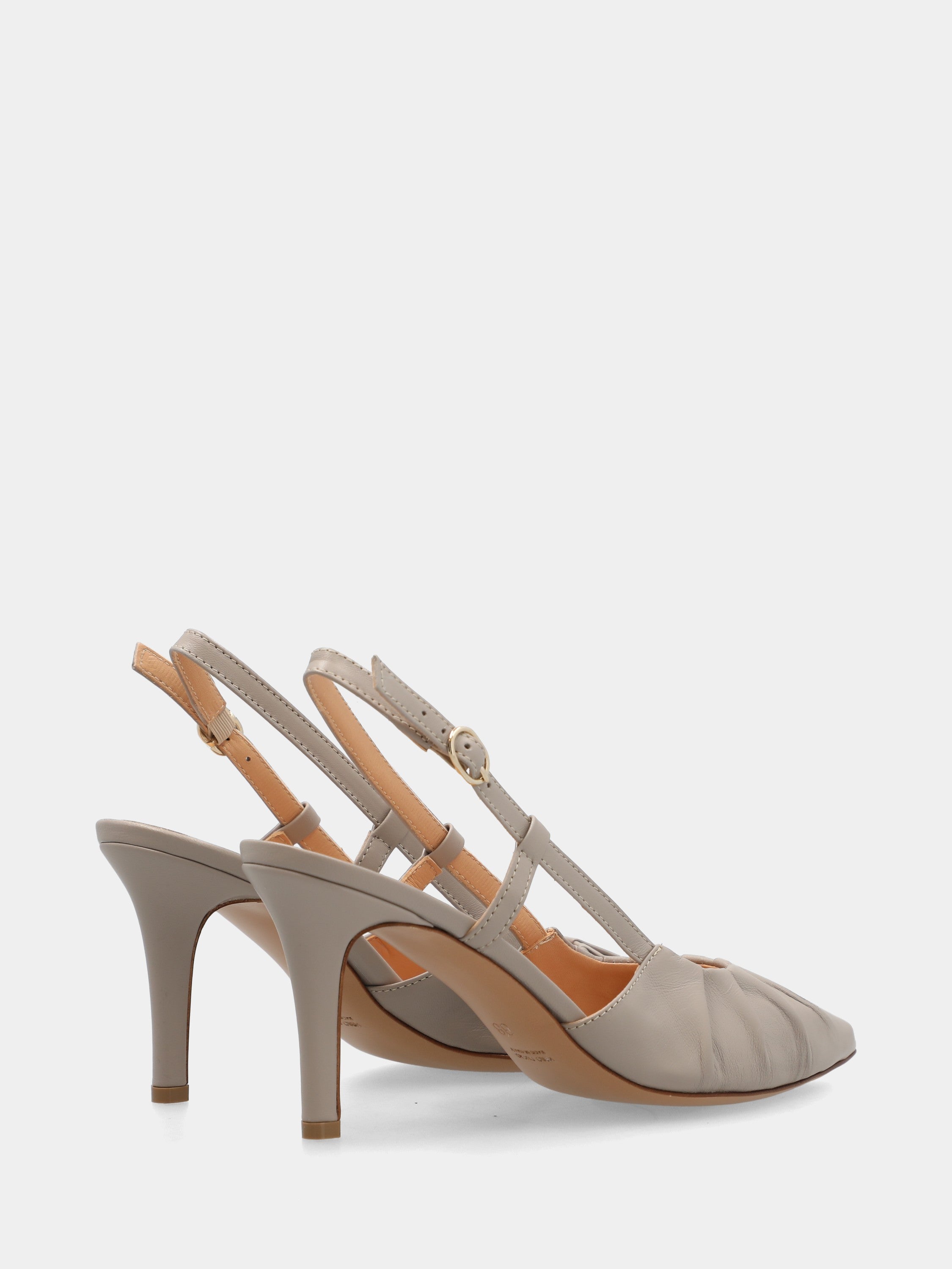 Taupe nappa sacchetto-constructed slingback with kitten heel
