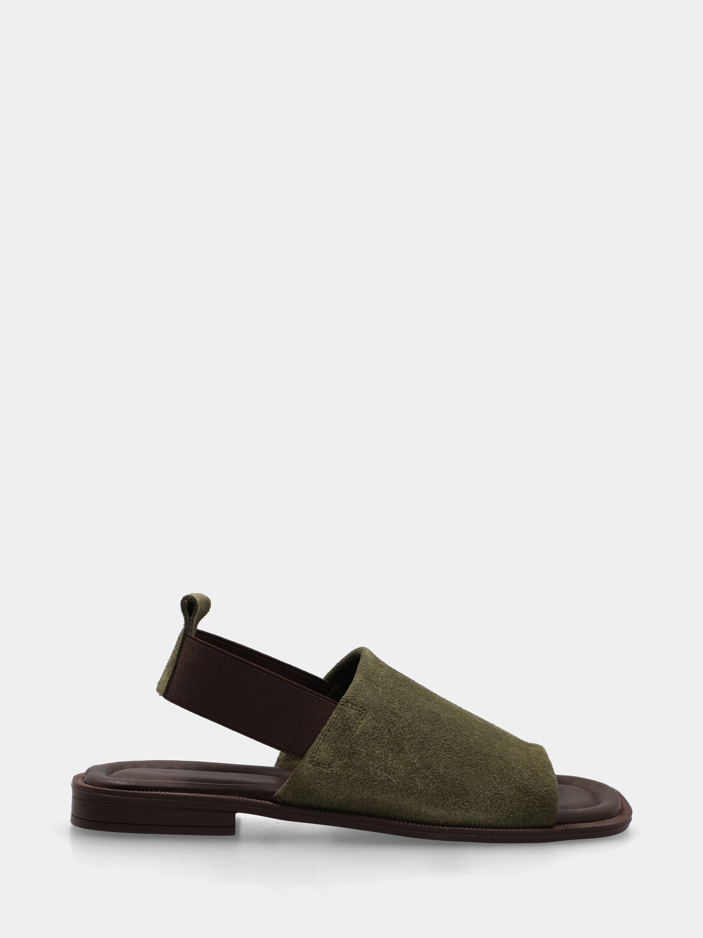 Sandalo in suede verde con fascione