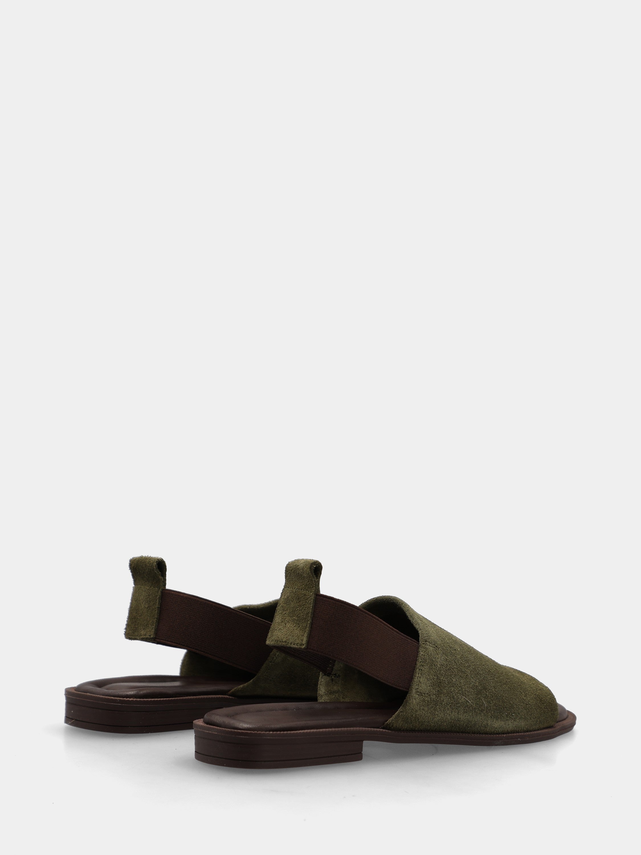 Sandalo in suede verde con fascione