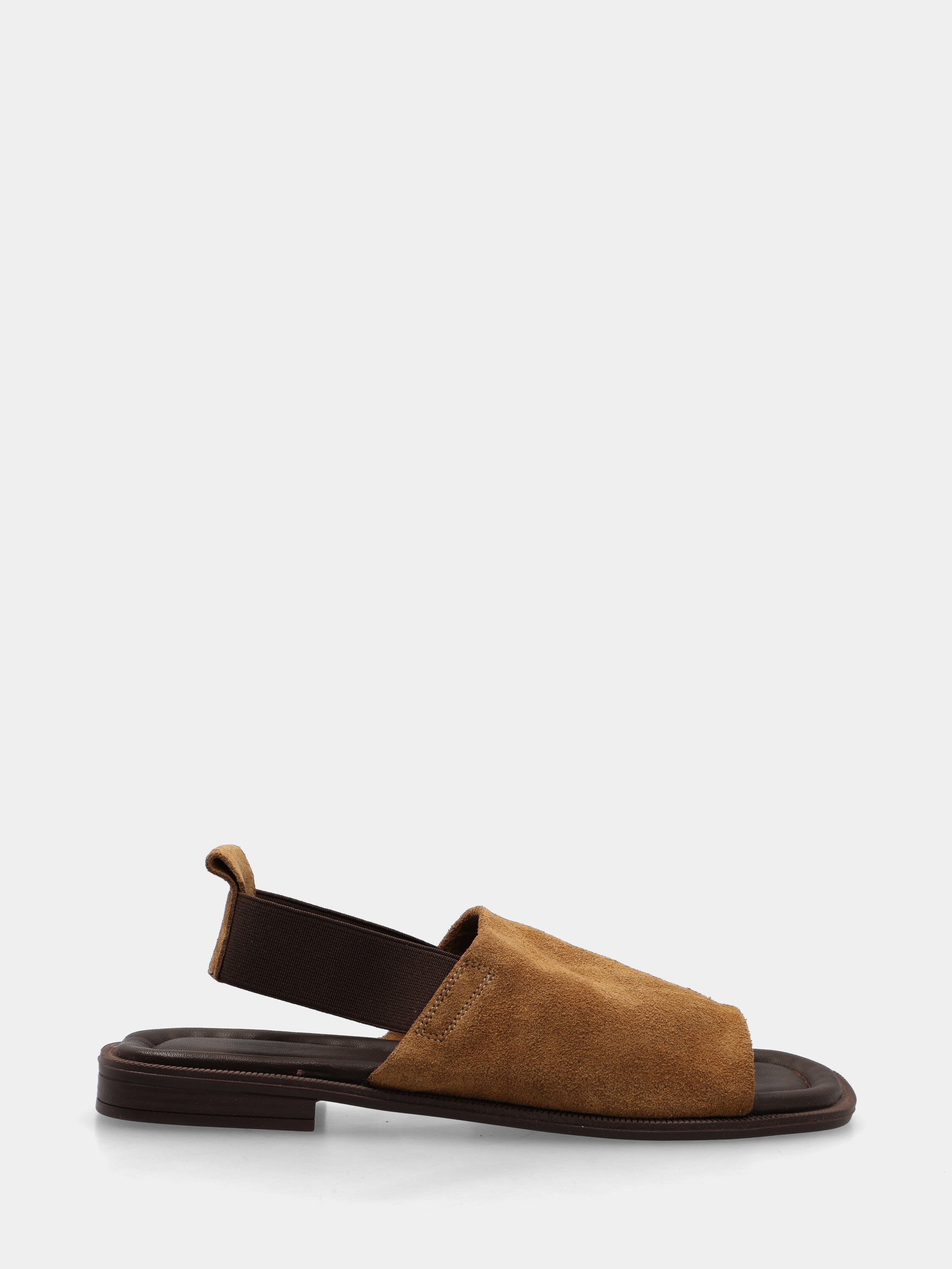 Sandalo in suede marrone con fascione
