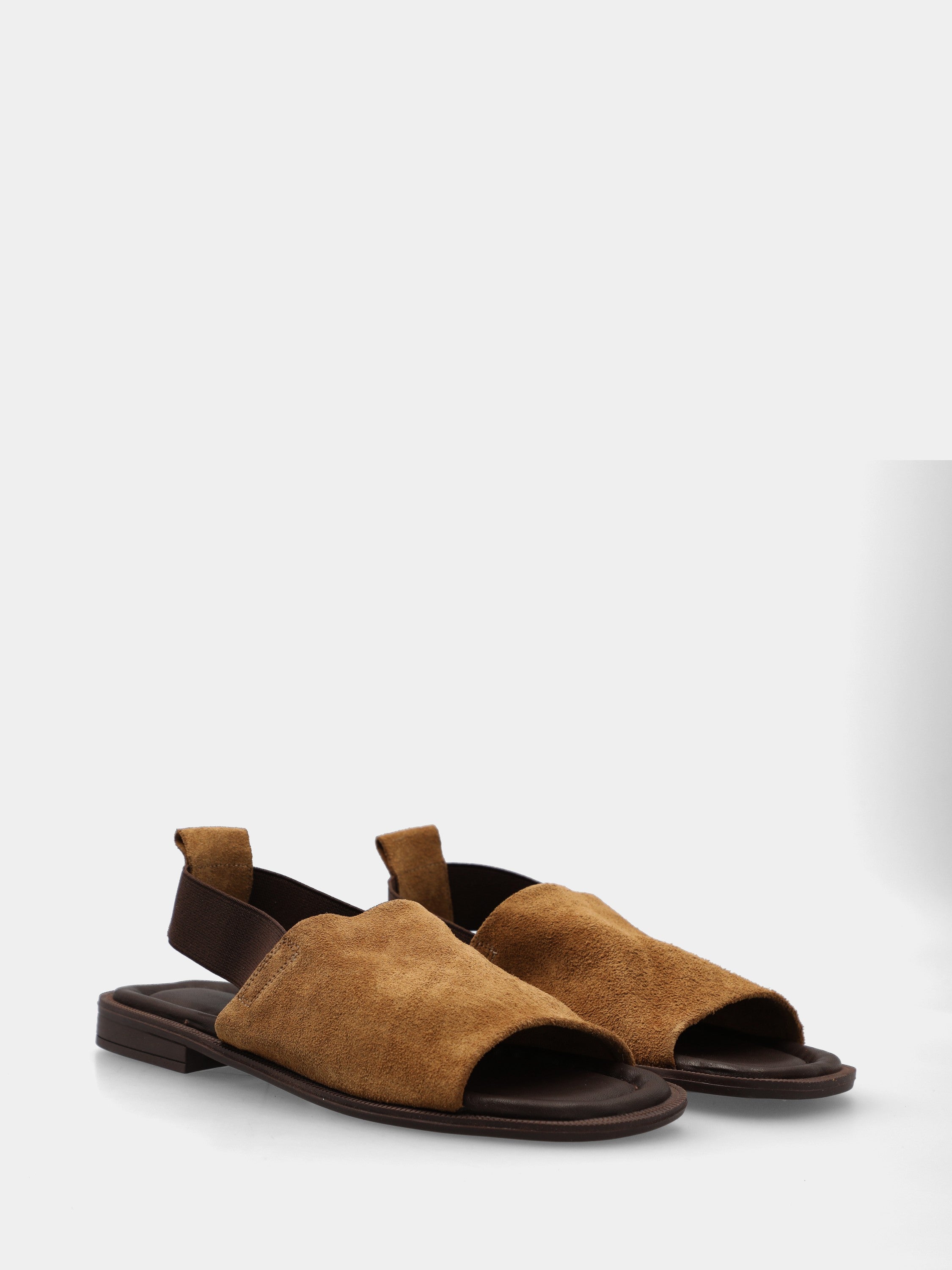 Sandalo in suede marrone con fascione