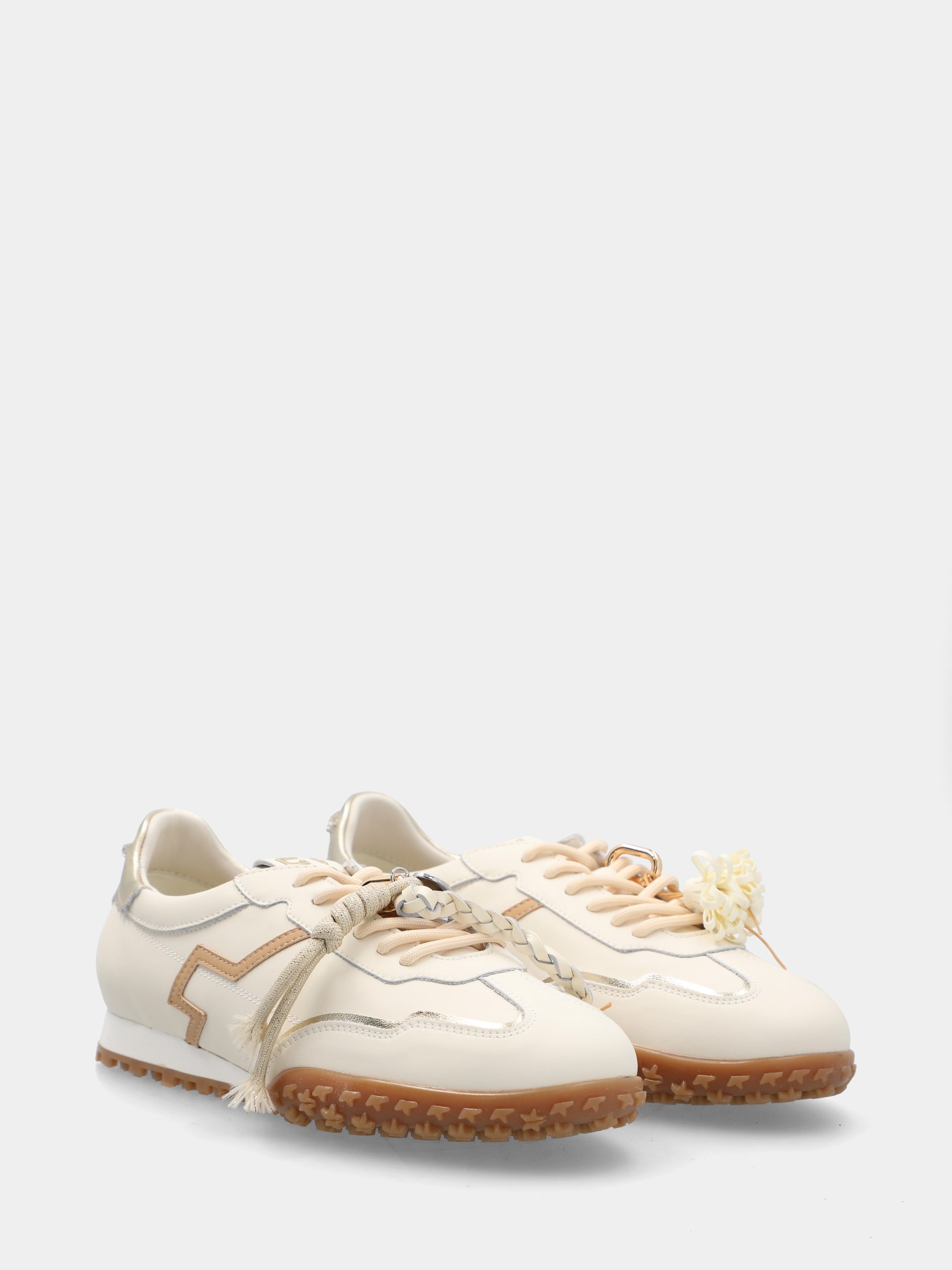 Weiße Sneaker aus Nappaleder mit Nappaledereinsatz und 10-mm-Keilabsatz