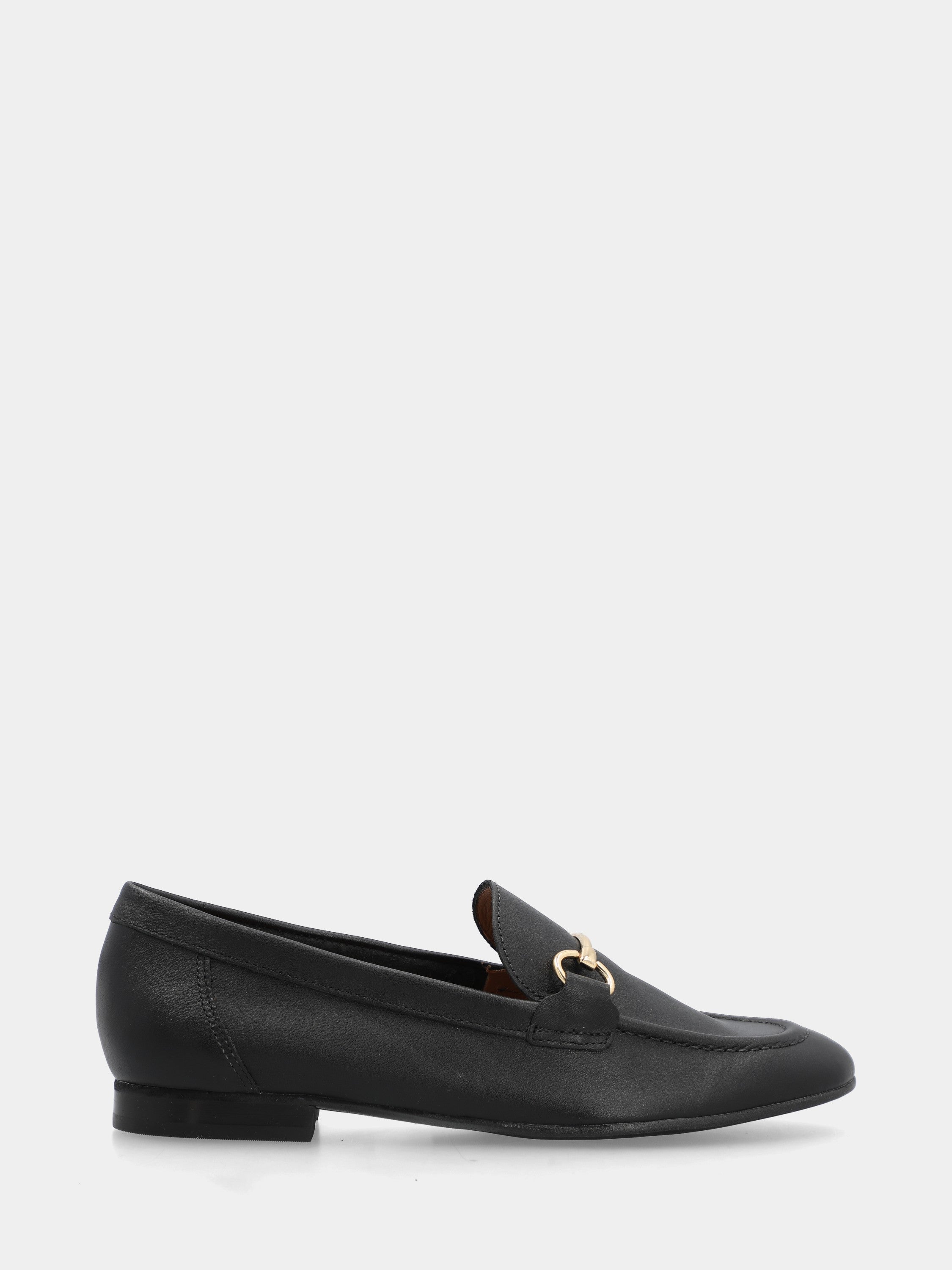 Mocassin en nappa noir avec morset métallique