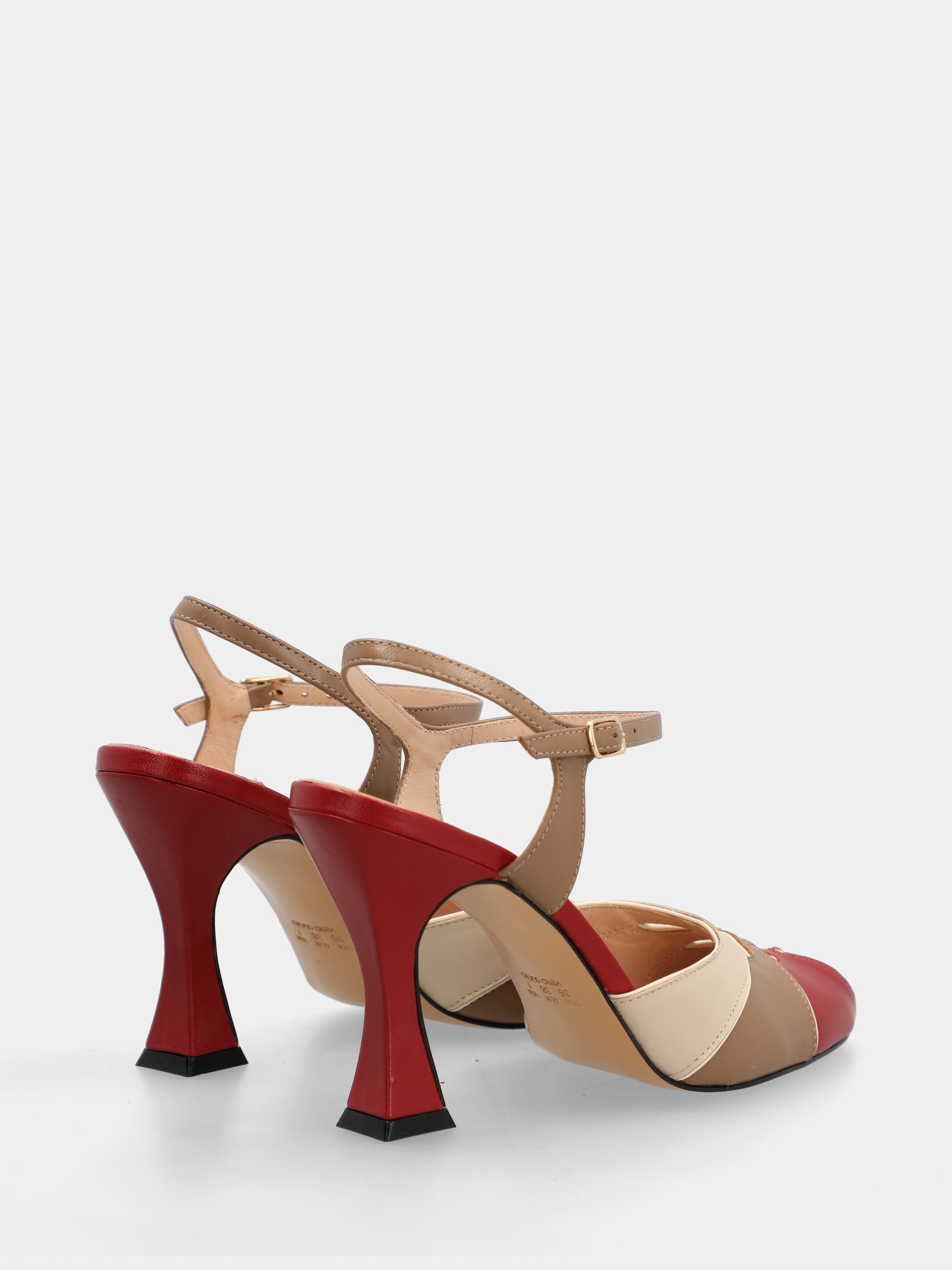 Multicolor nappa sandal with shaped stiletto heel