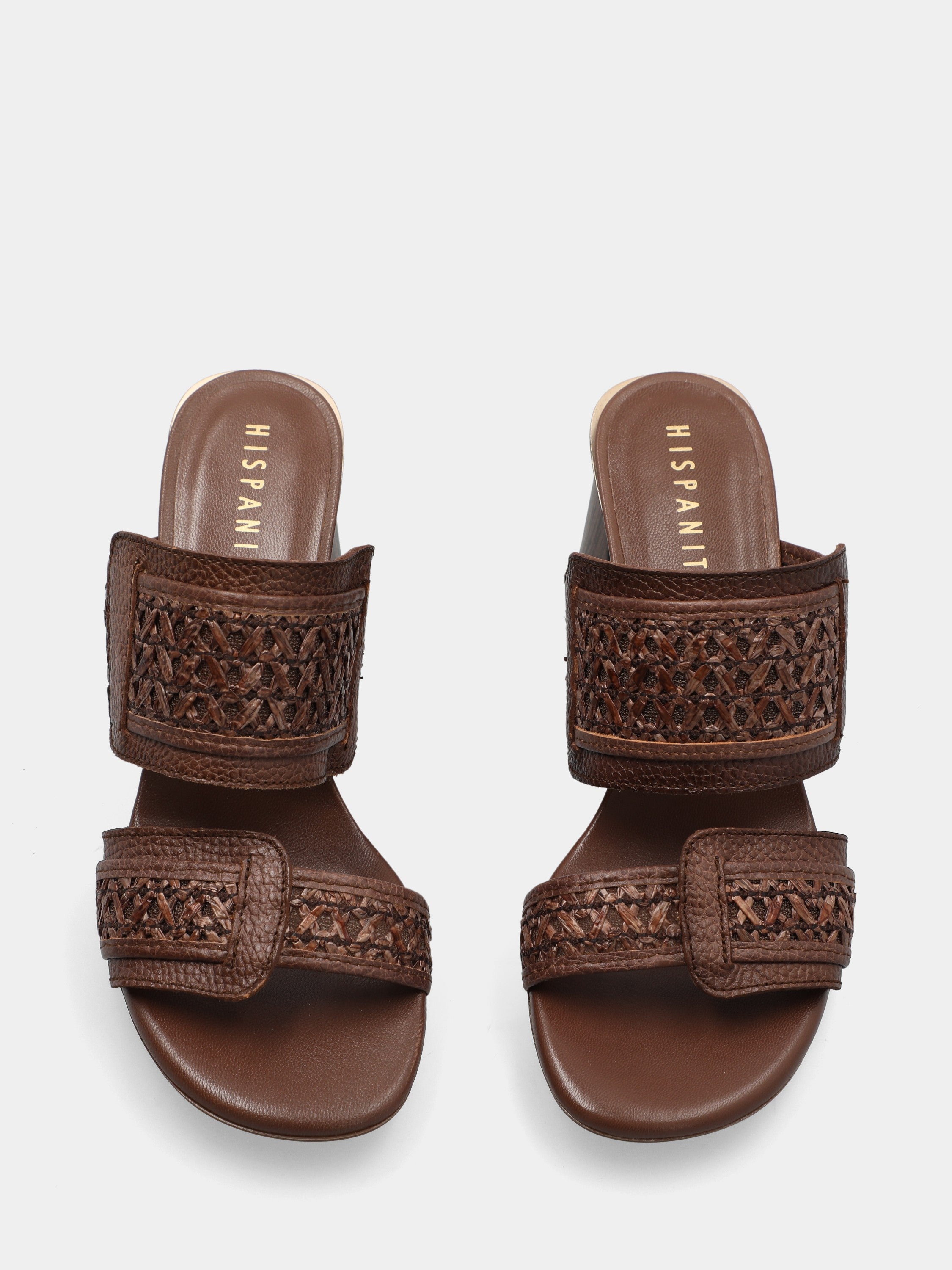 Sandalo in raffia marrone con mignon a ics