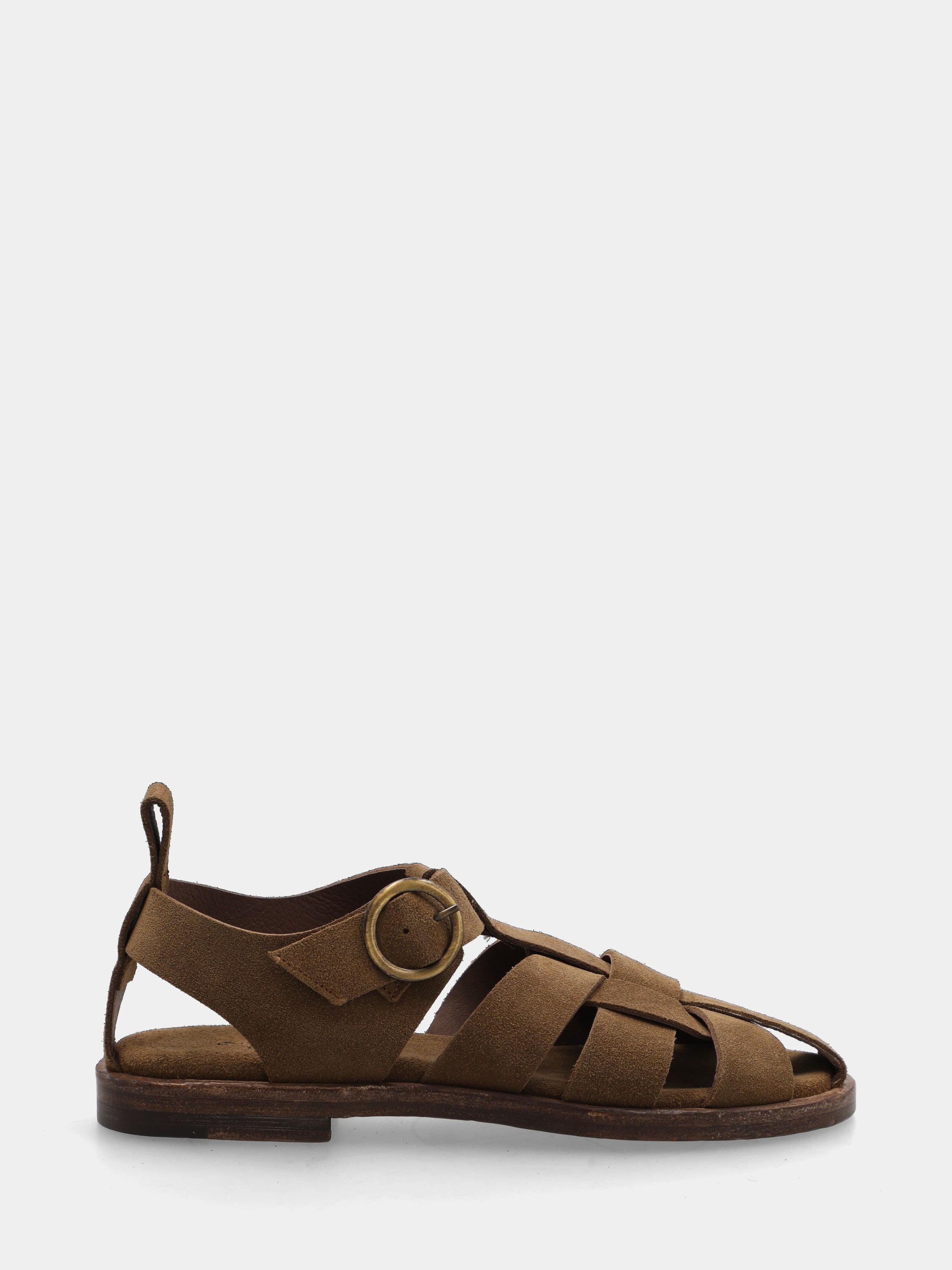 Sandalo in vitello beige con fascette incrociate