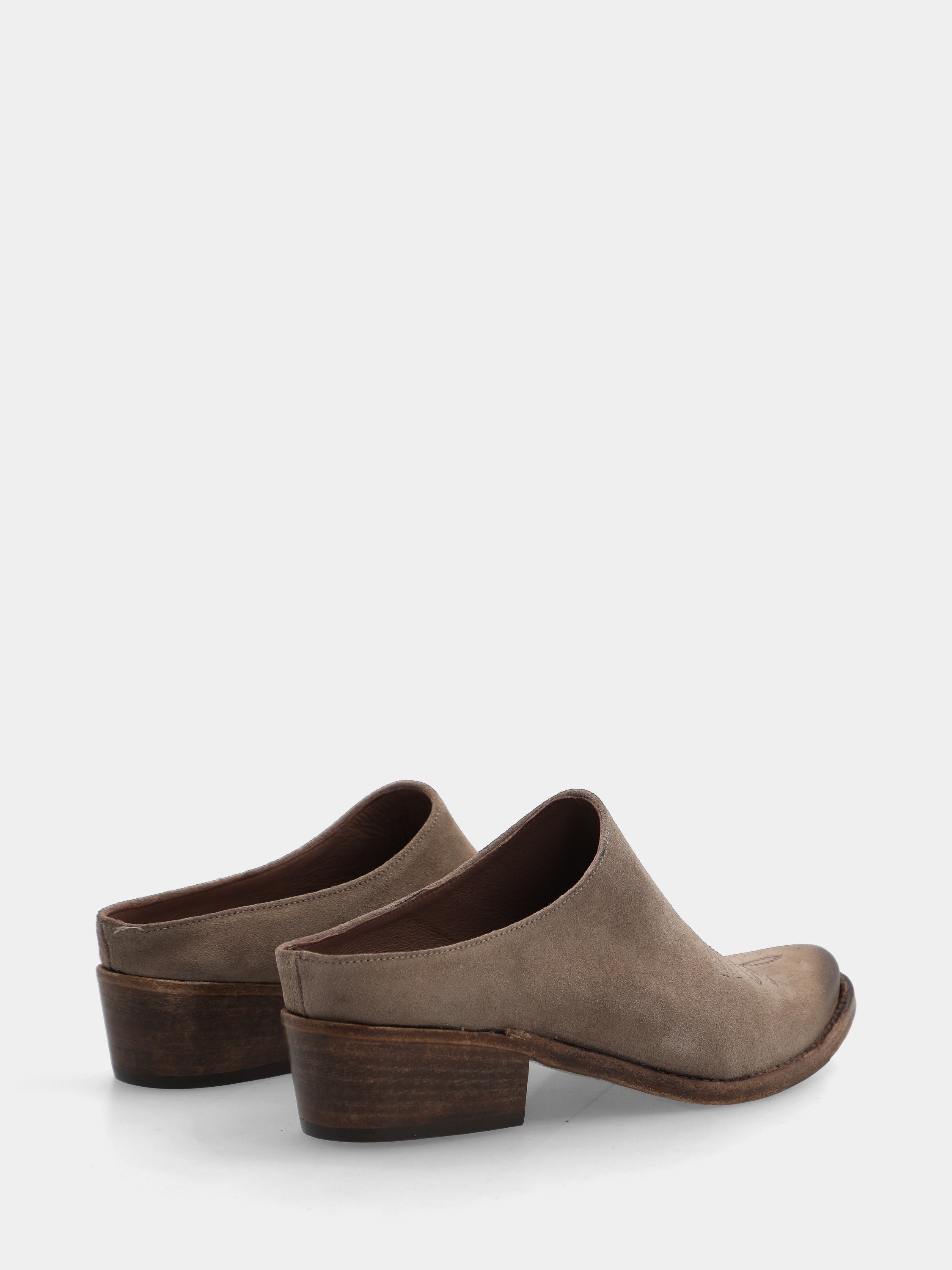 Bottes western sabot en suède gris avec broderie