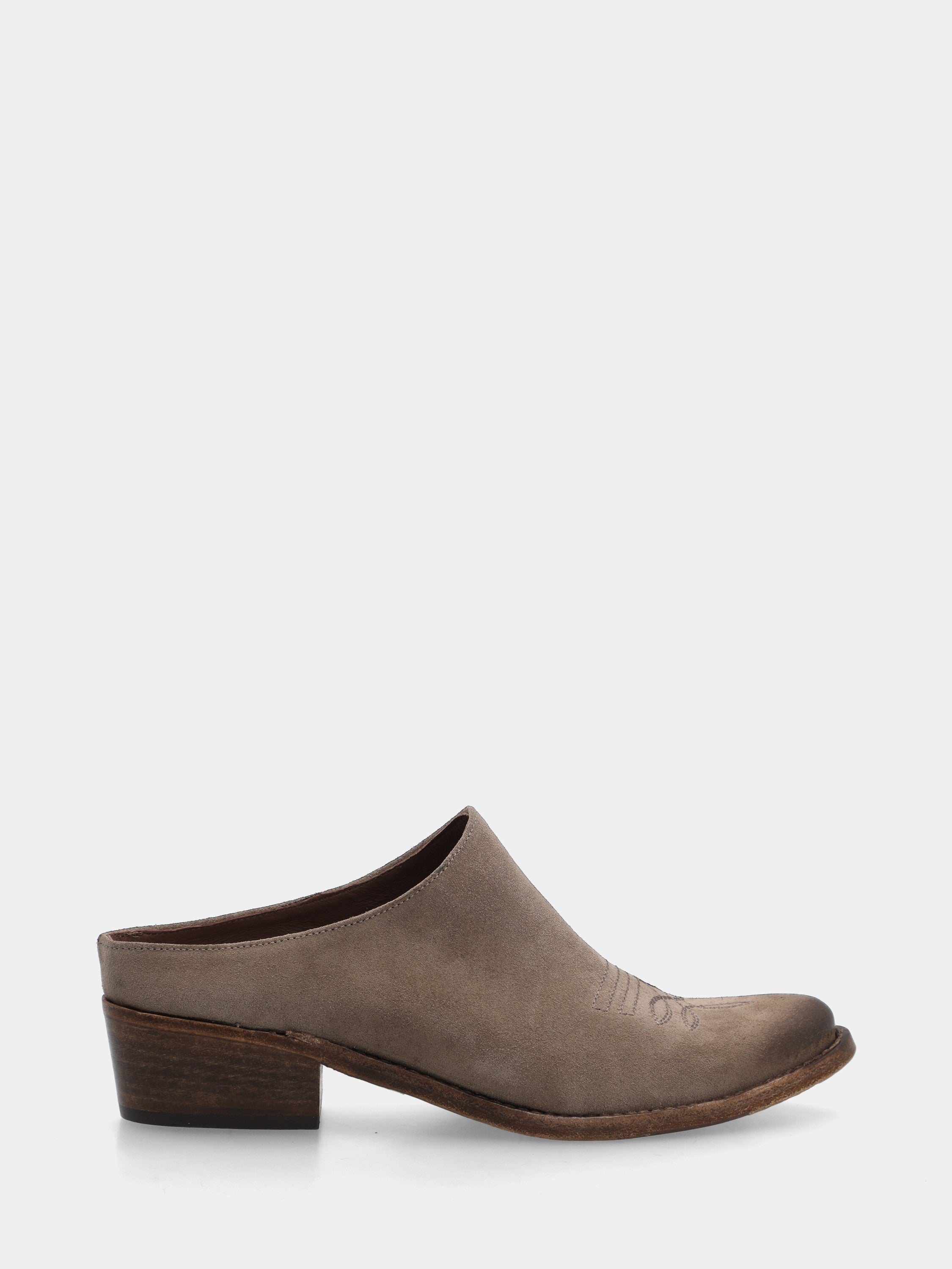 Cowboystiefel Sabot aus grauem Wildleder mit Stickerei
