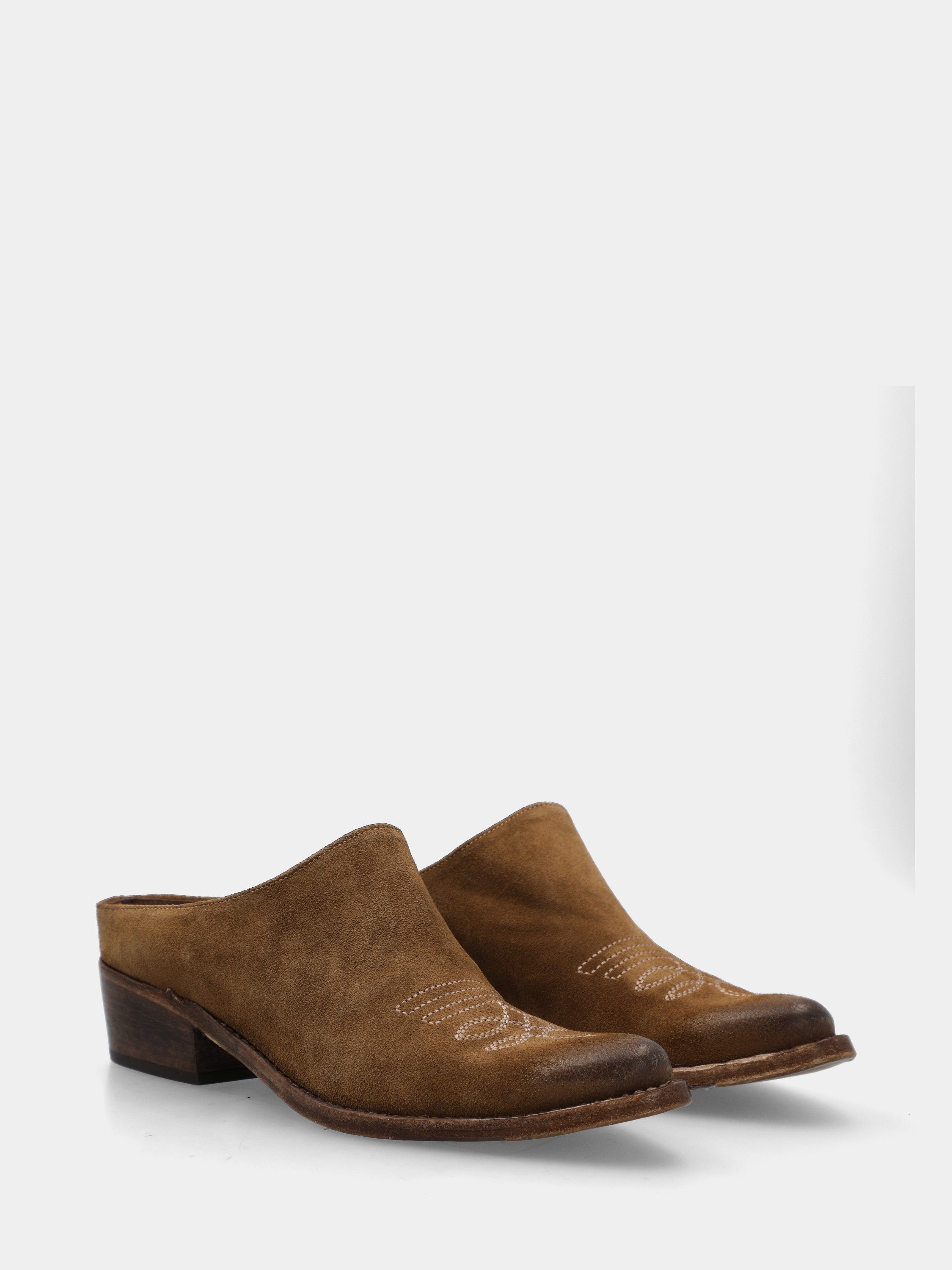 Cowboystiefel Sabot aus Wildleder in Schlammfarbe mit Stickerei