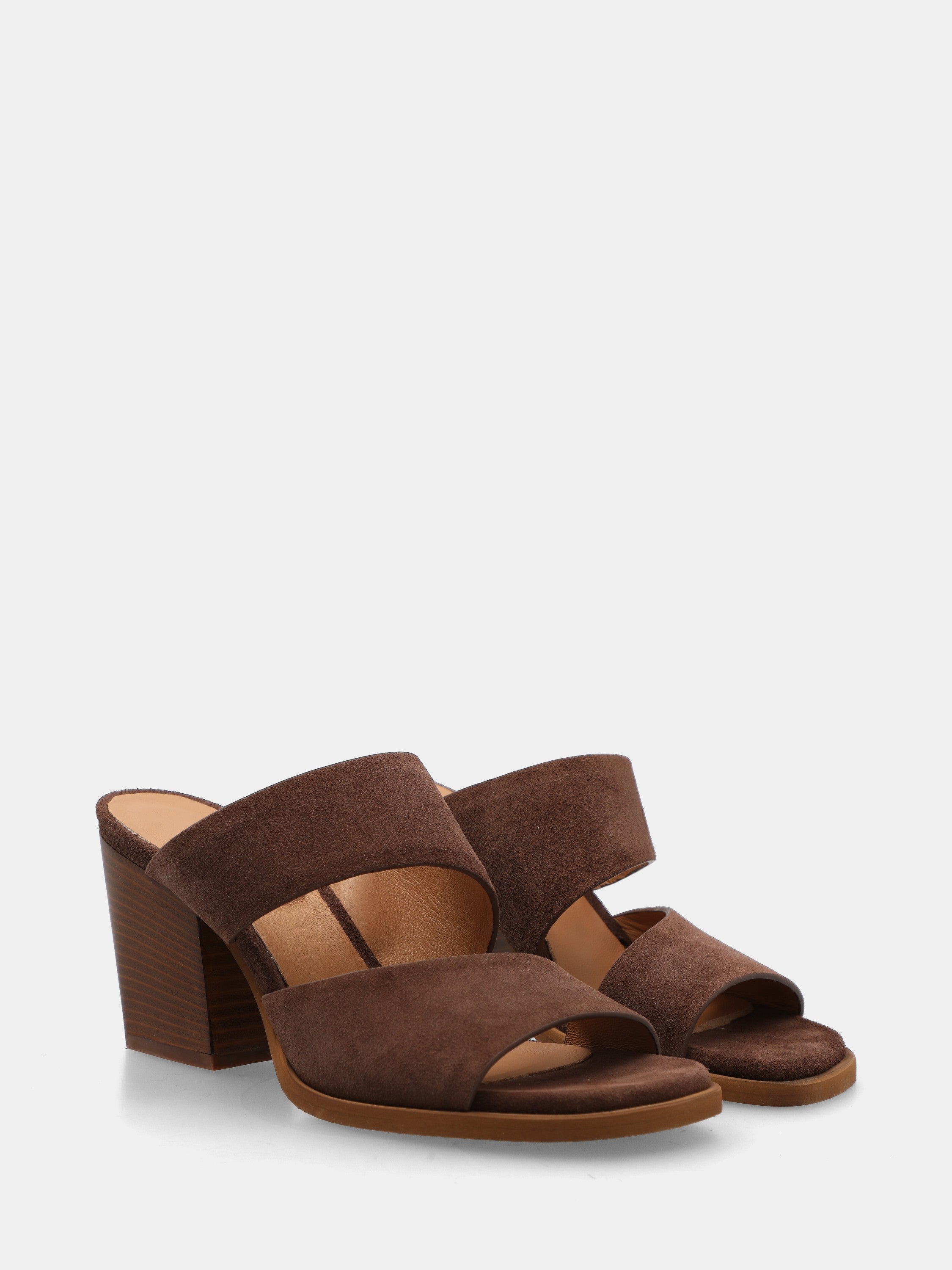 Sandalo in velour testa di moro con tacco a blocco