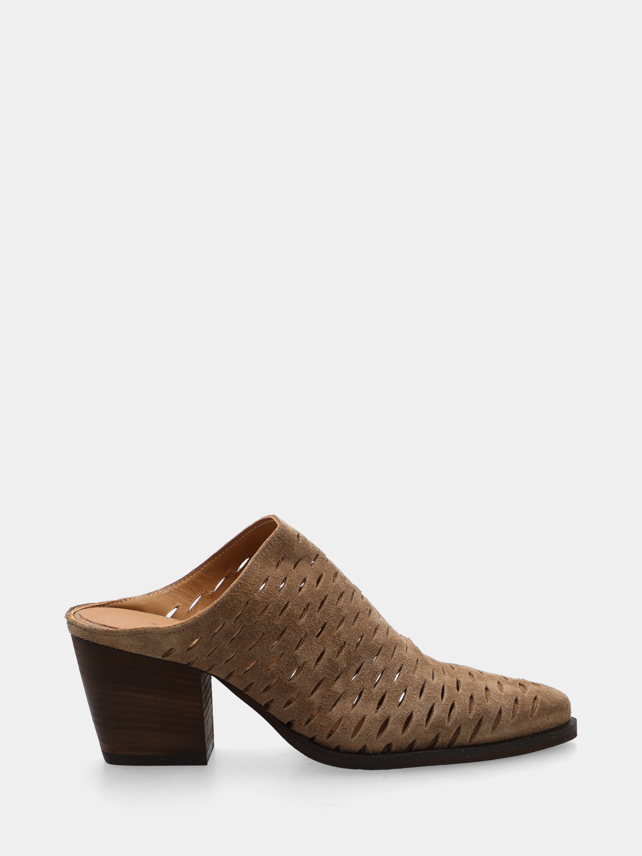 Sabot in velour taupe con punta sfilata