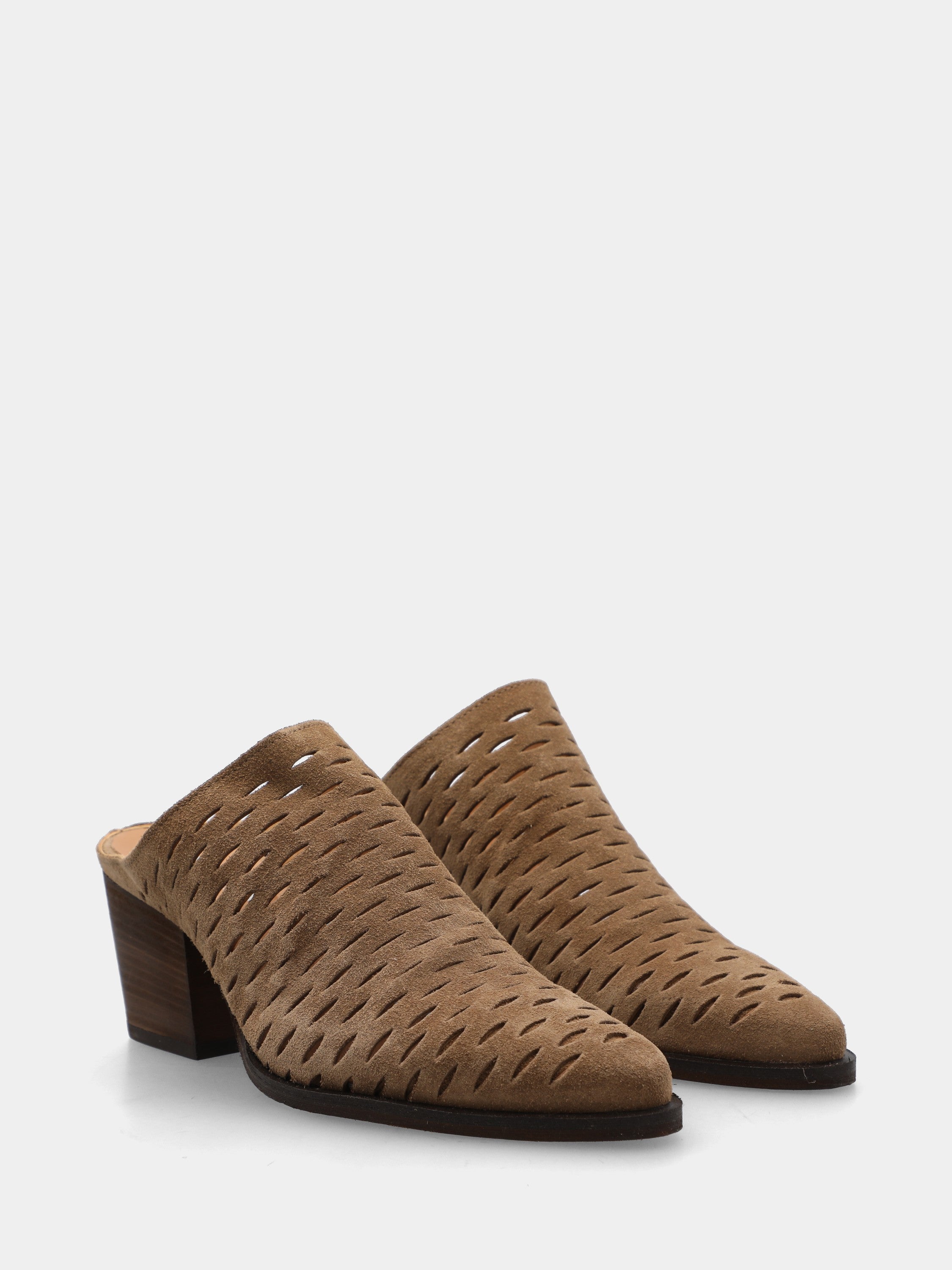 Sabot in velour taupe con punta sfilata