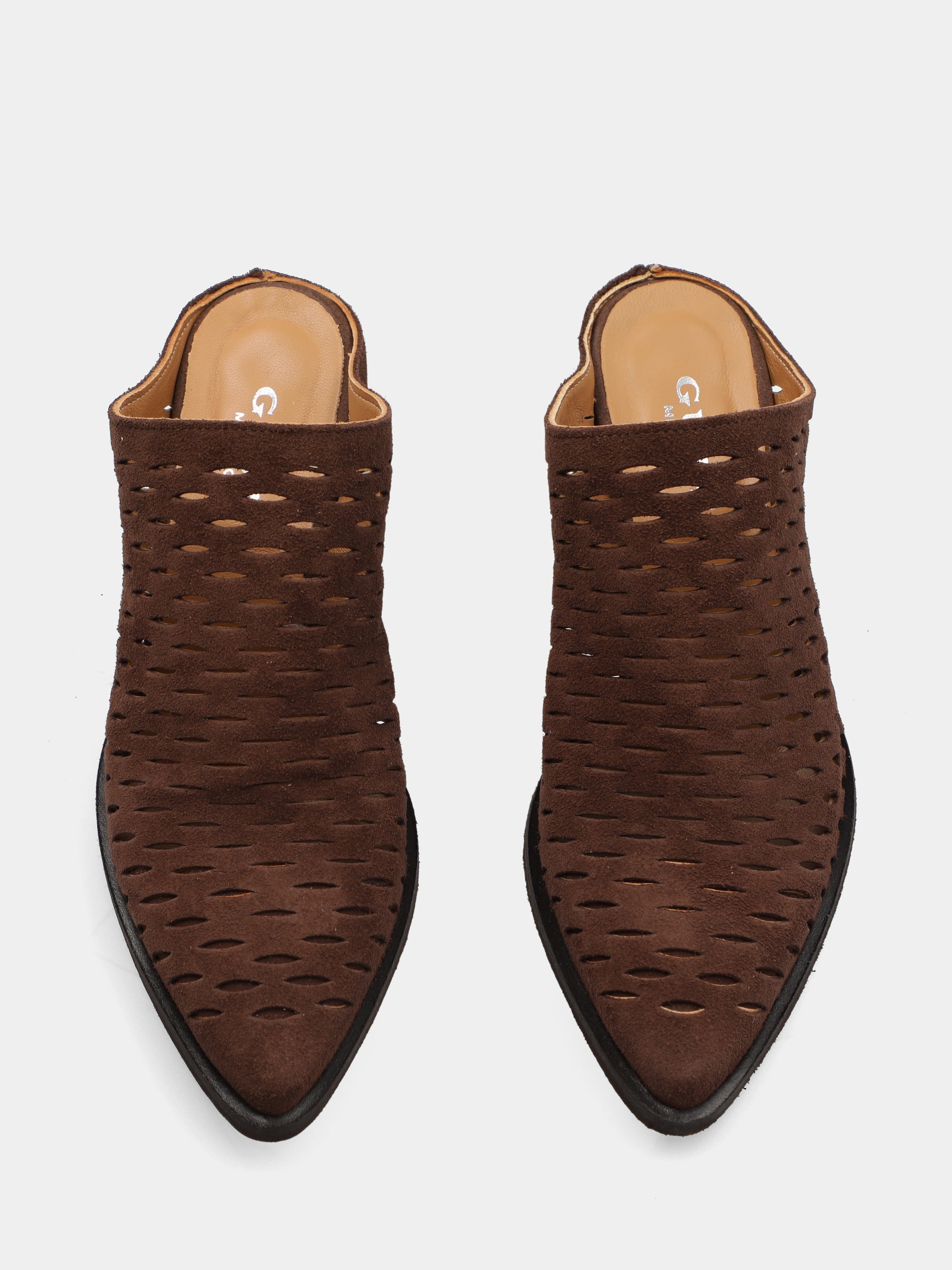 Sabot in velour testa di moro con punta sfilata