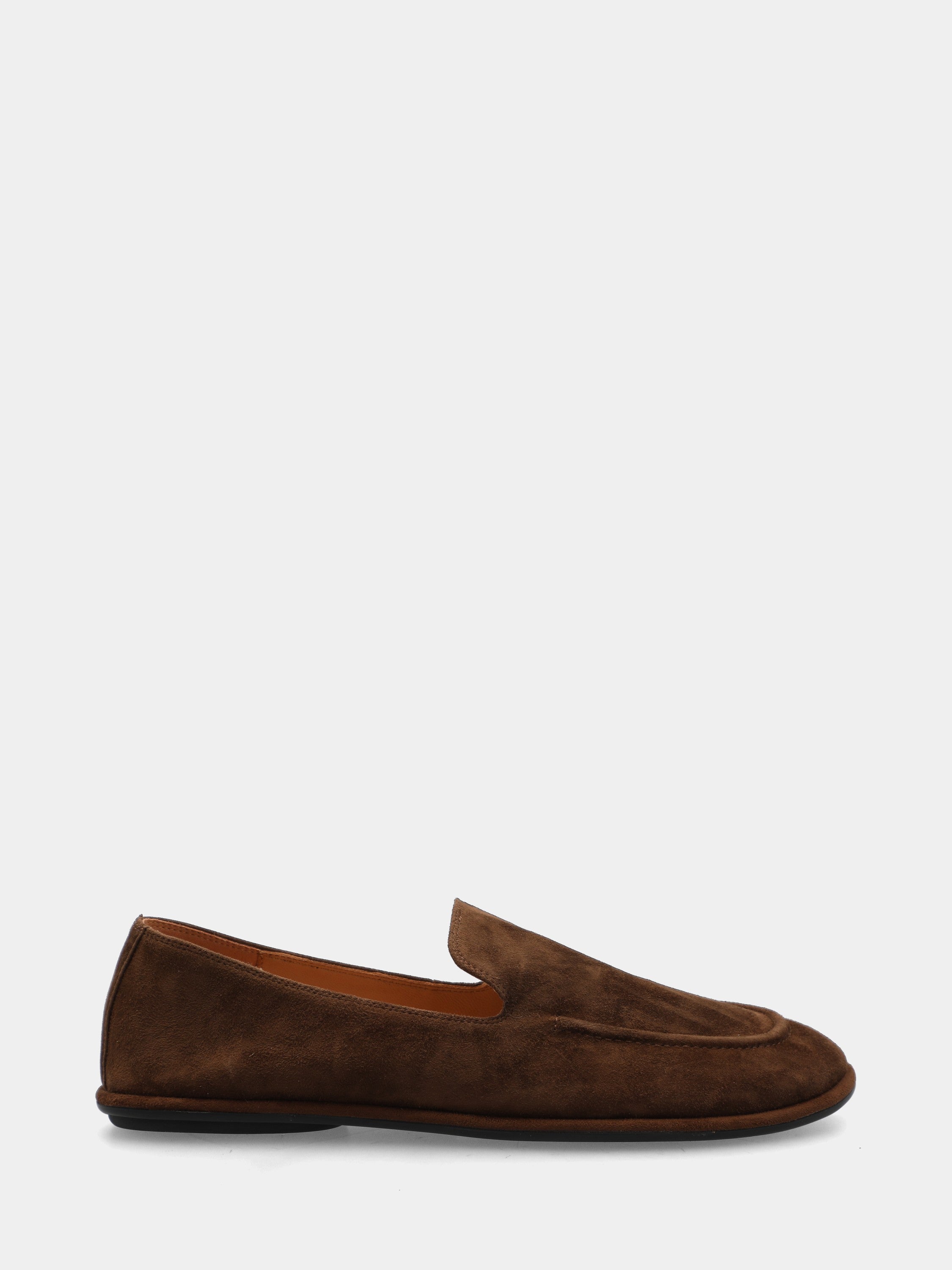Pantofolina in camoscio testa di moro con bordo in pelle
