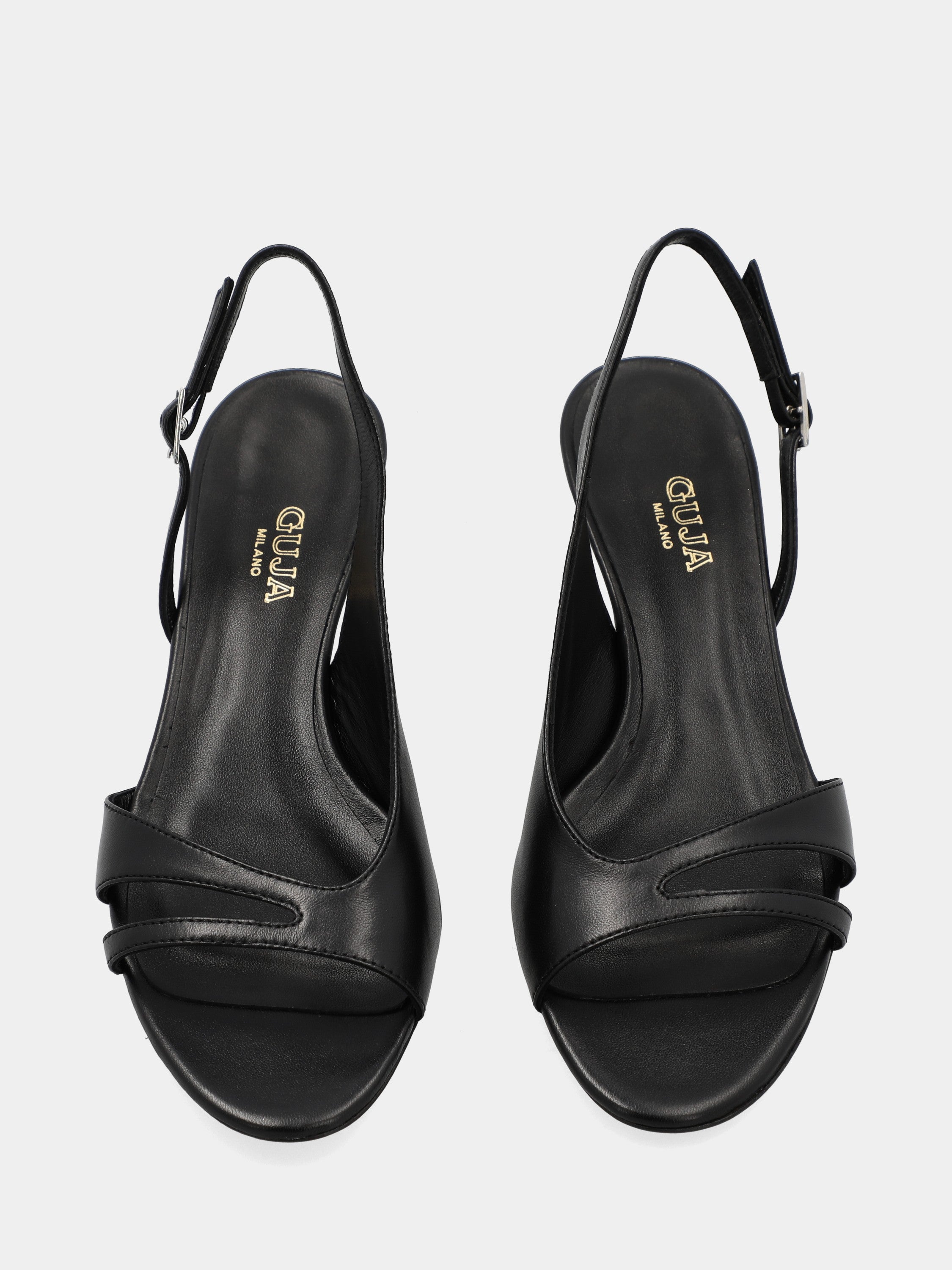 Sandalo in nappa nera con scollo asimmetrico