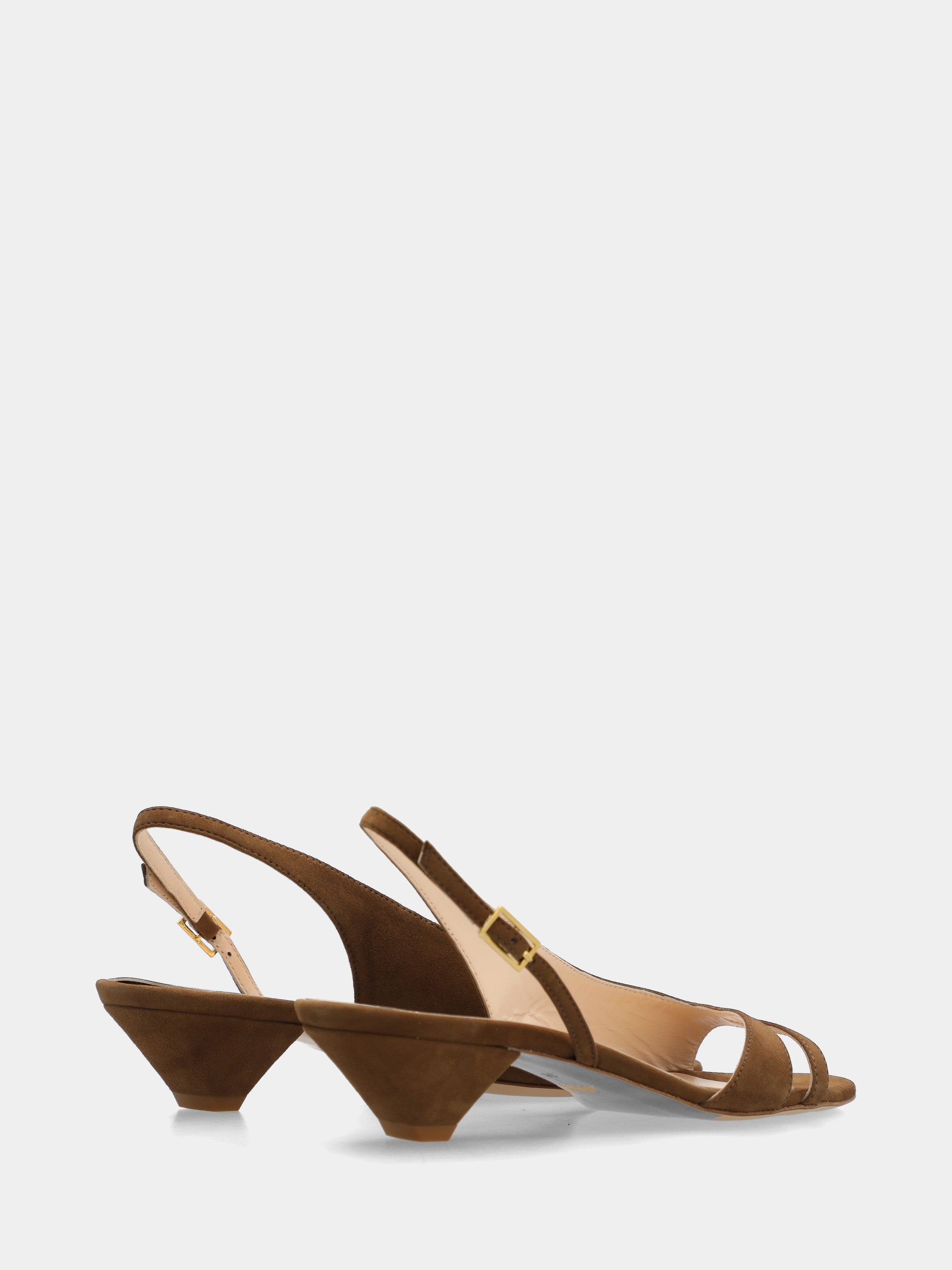 Sandalo in nappa beige con scollo asimmetrico