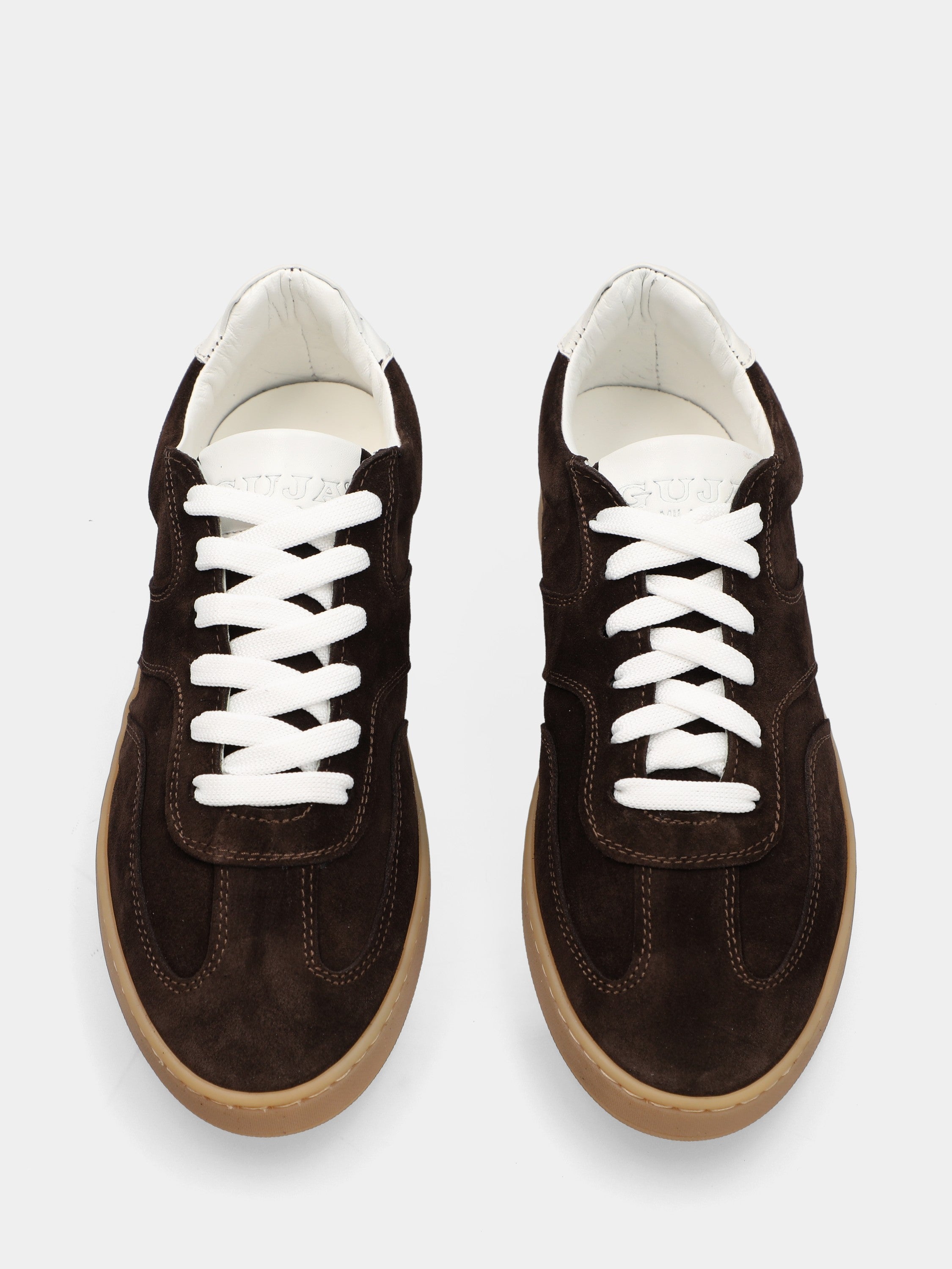 Velour dark brown sneakers with stitched box sole
