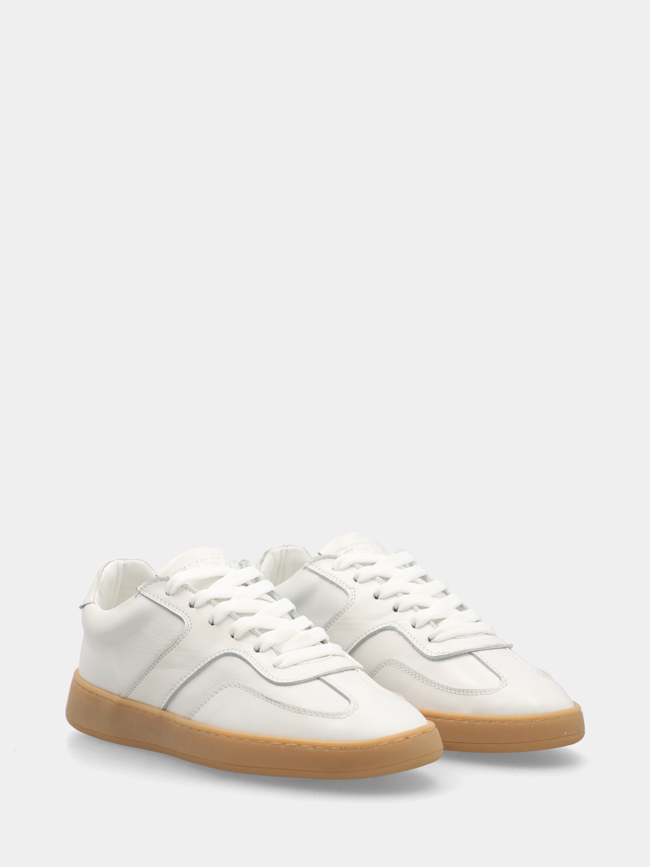 White nappa leather sneaker with stitched box sole