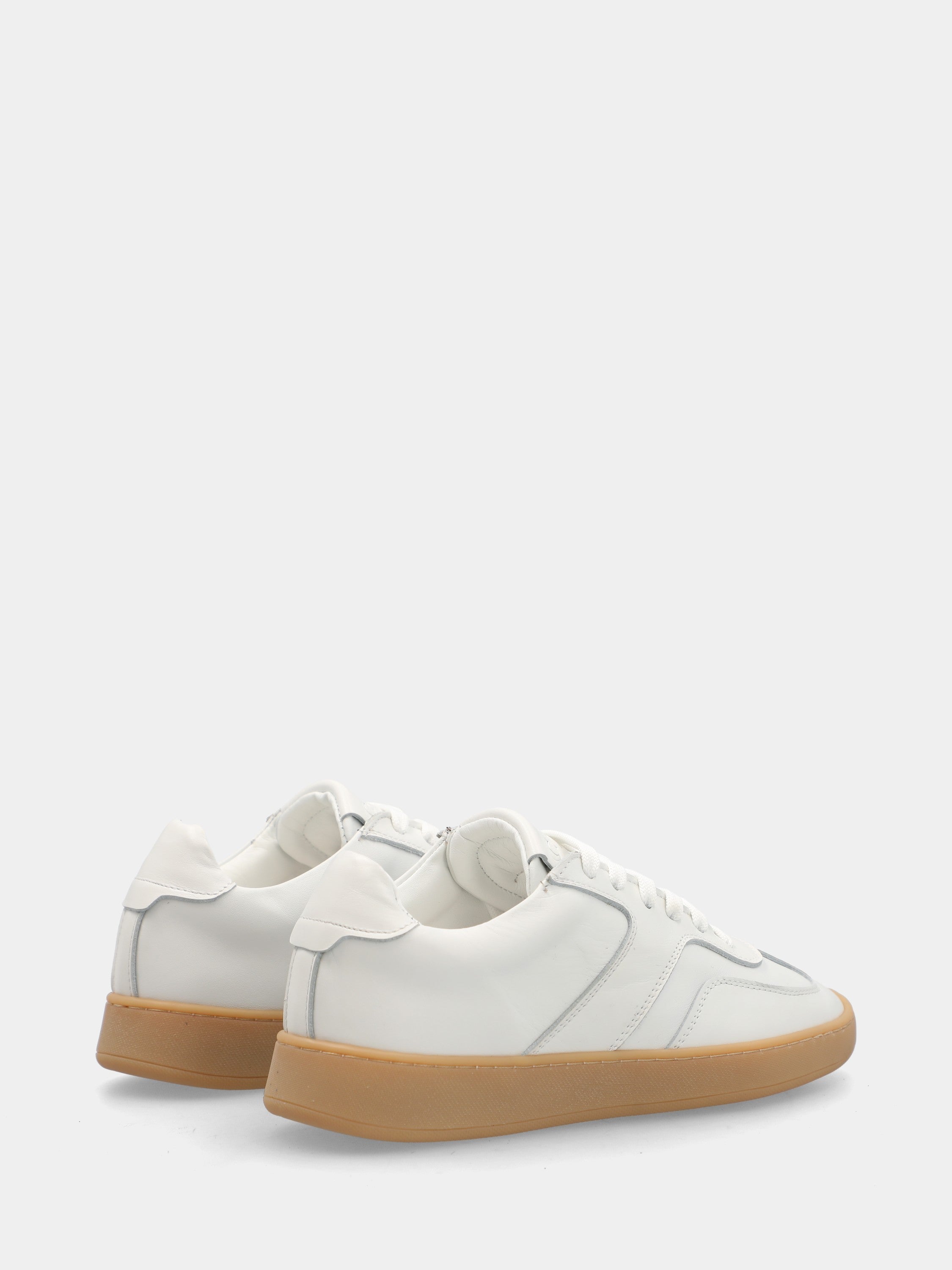 White nappa leather sneaker with stitched box sole
