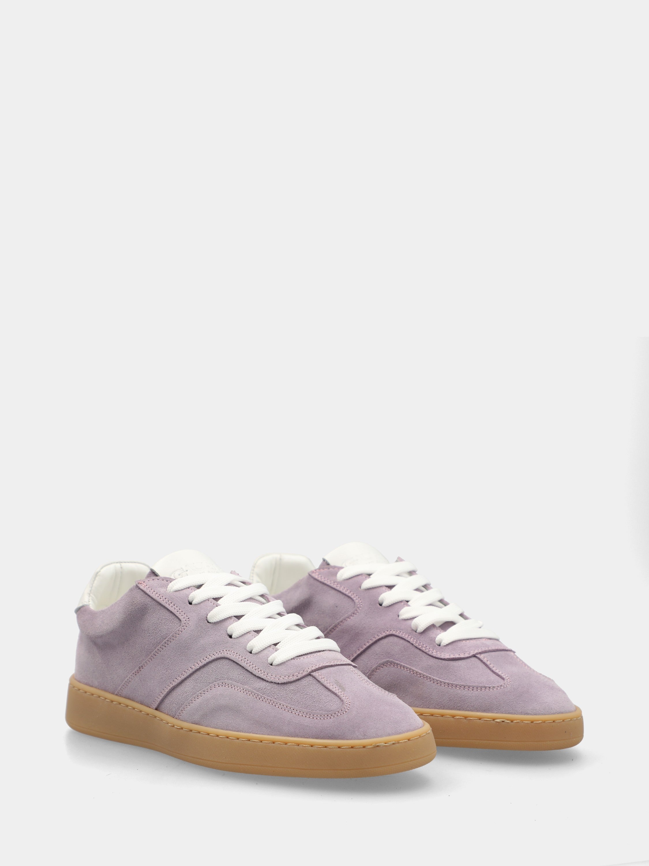 Velour mauve sneaker with stitched box sole