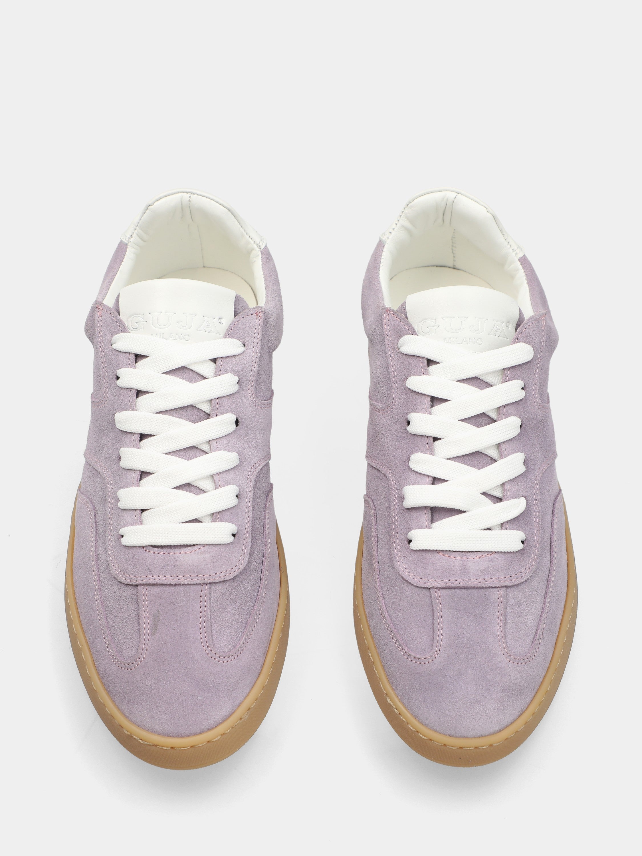 Velour mauve sneaker with stitched box sole