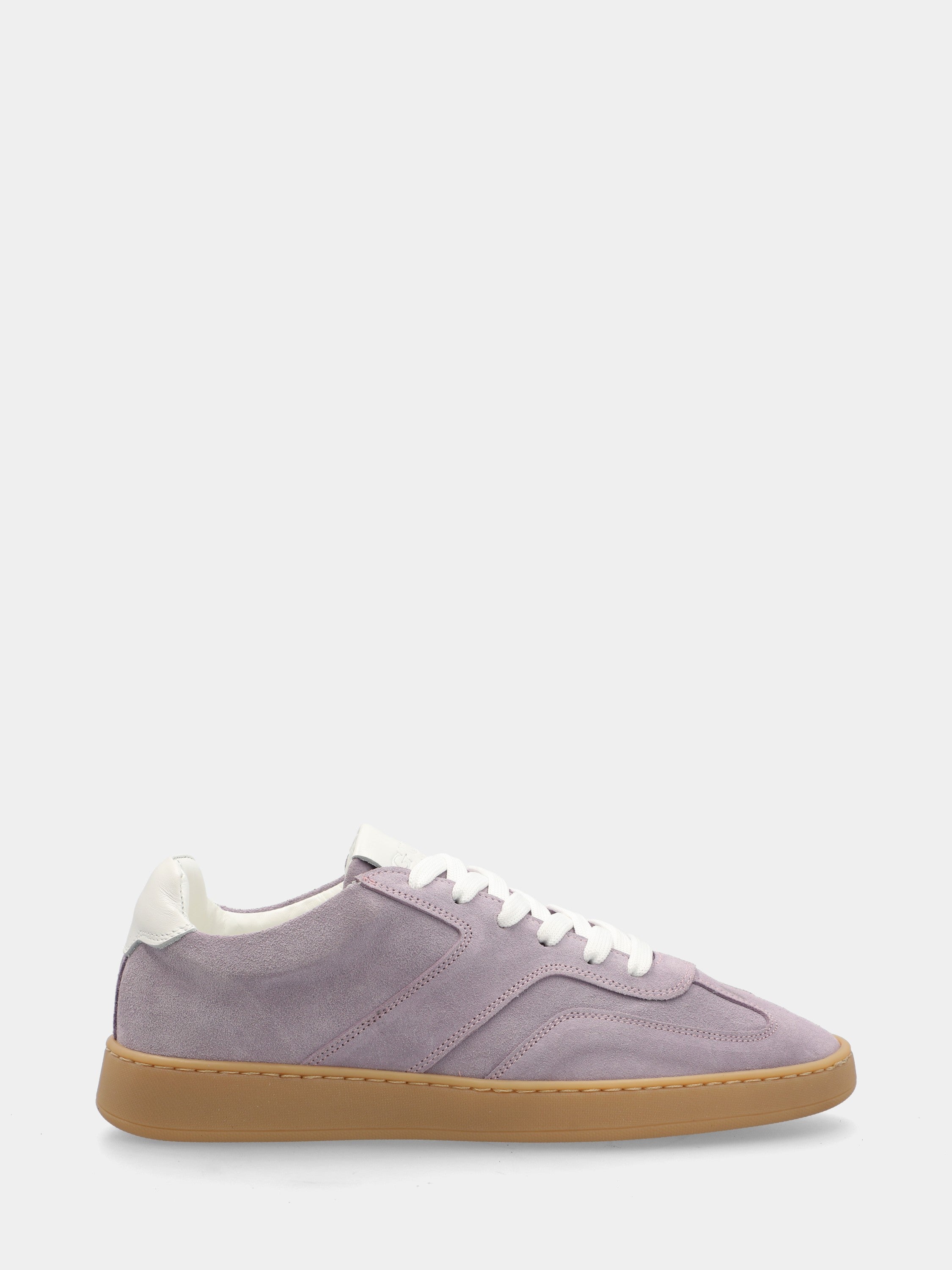 Velour mauve sneaker with stitched box sole