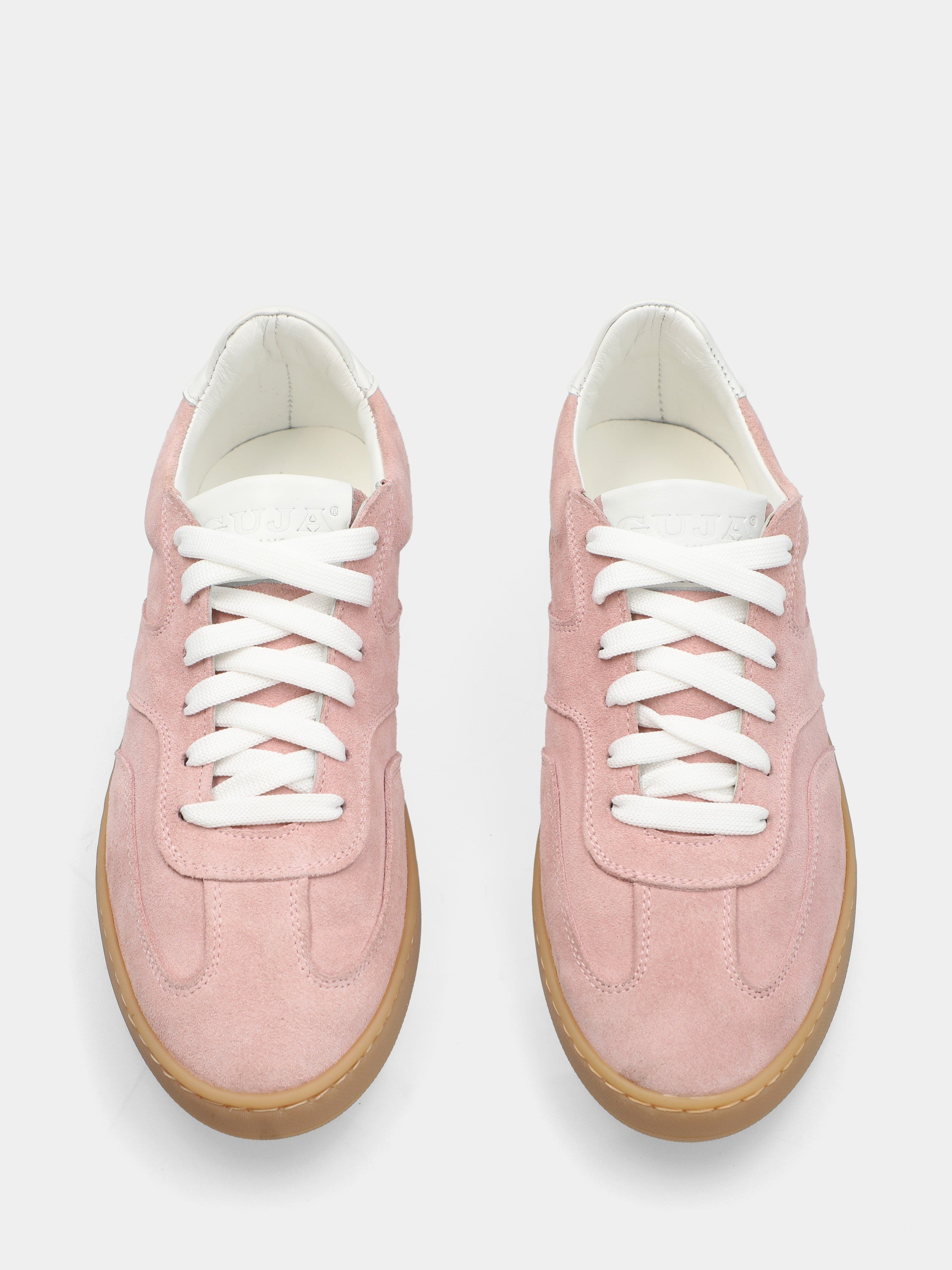 Sneaker in velour rosa con fondo a cassetta cucito