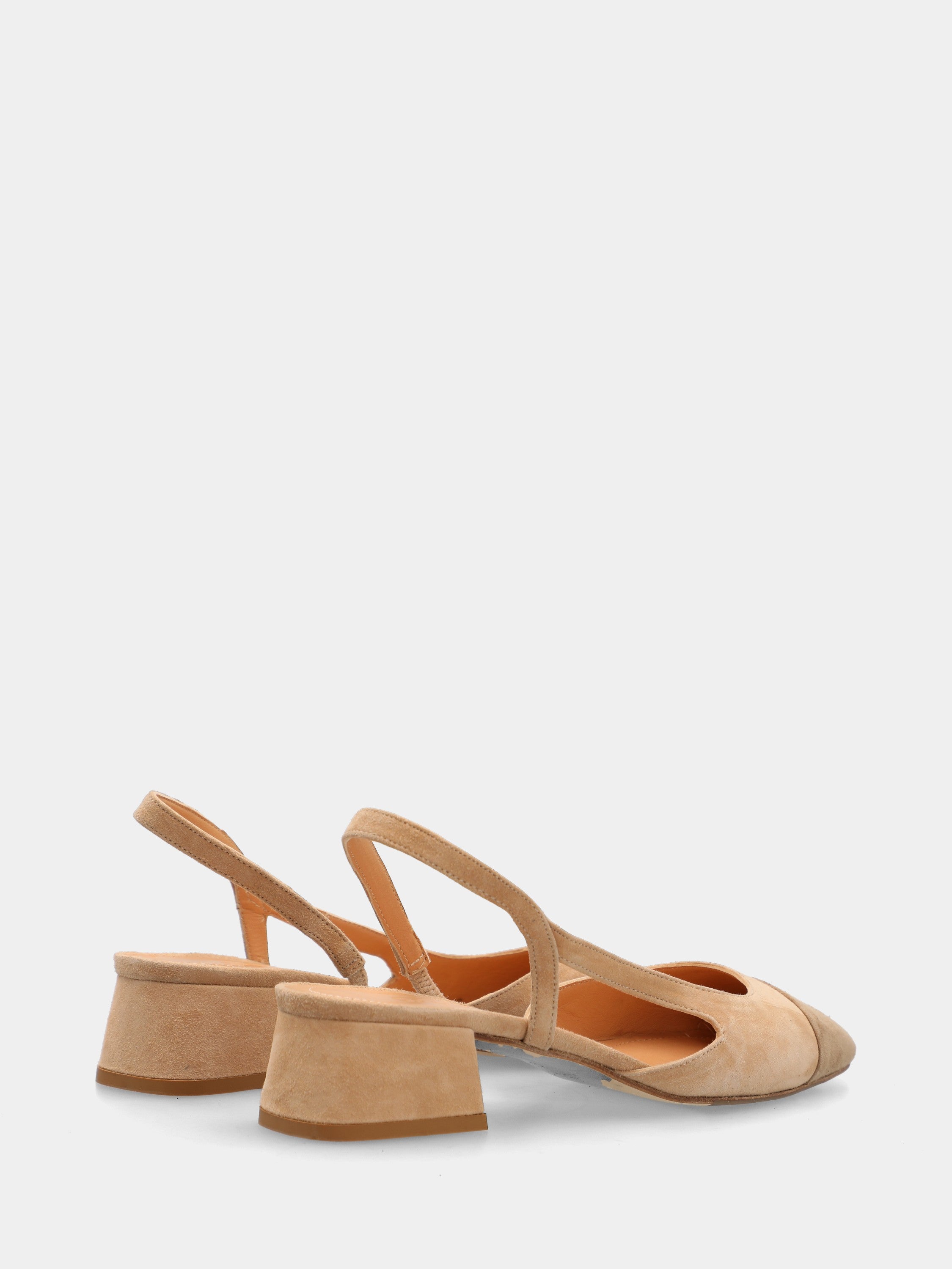 Bicolor Wildleder Slingback mit Blockabsatz und Fersenriemen