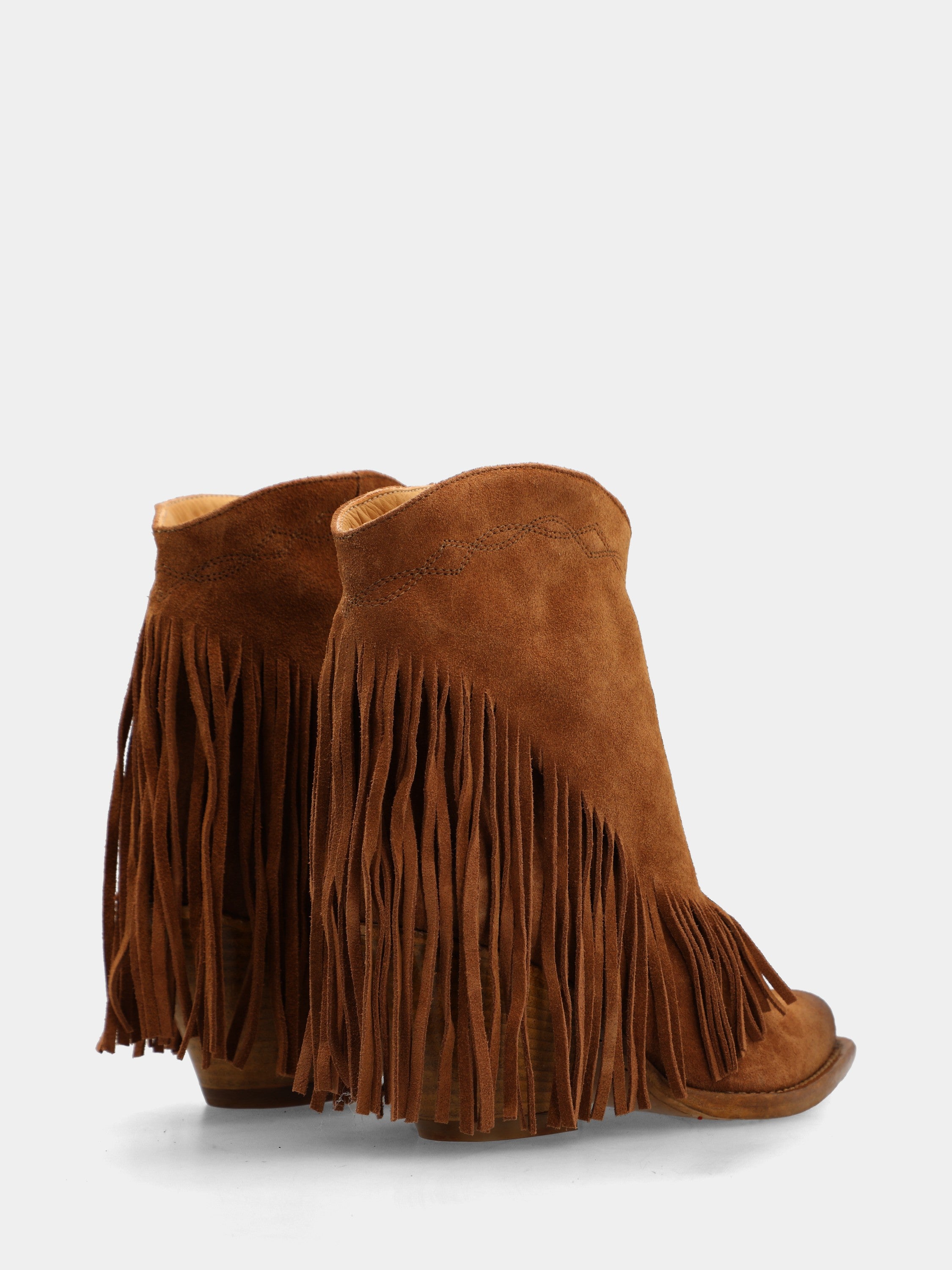 Campero in suede marrone con frange sul risvolto
