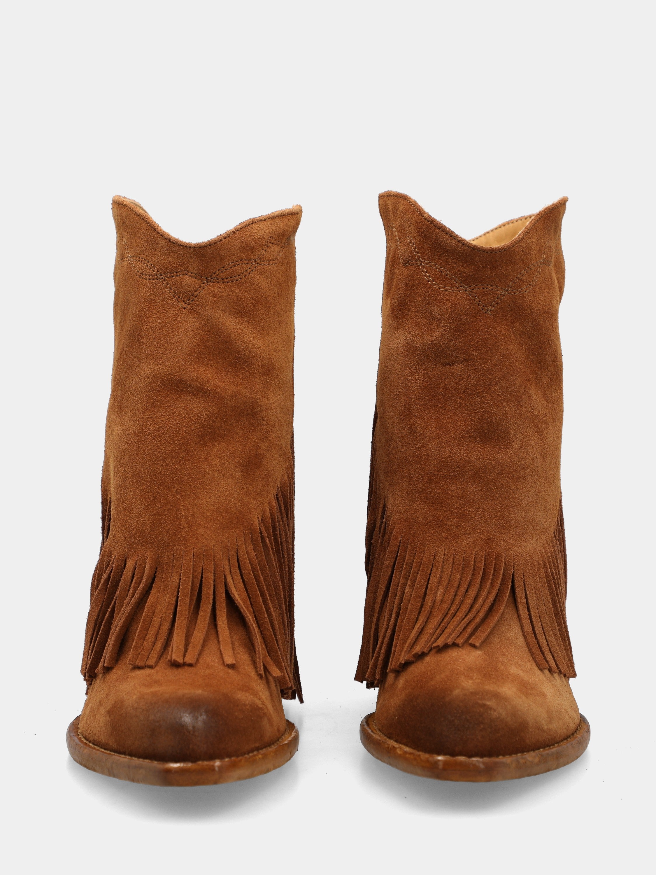 Campero in suede marrone con frange sul risvolto