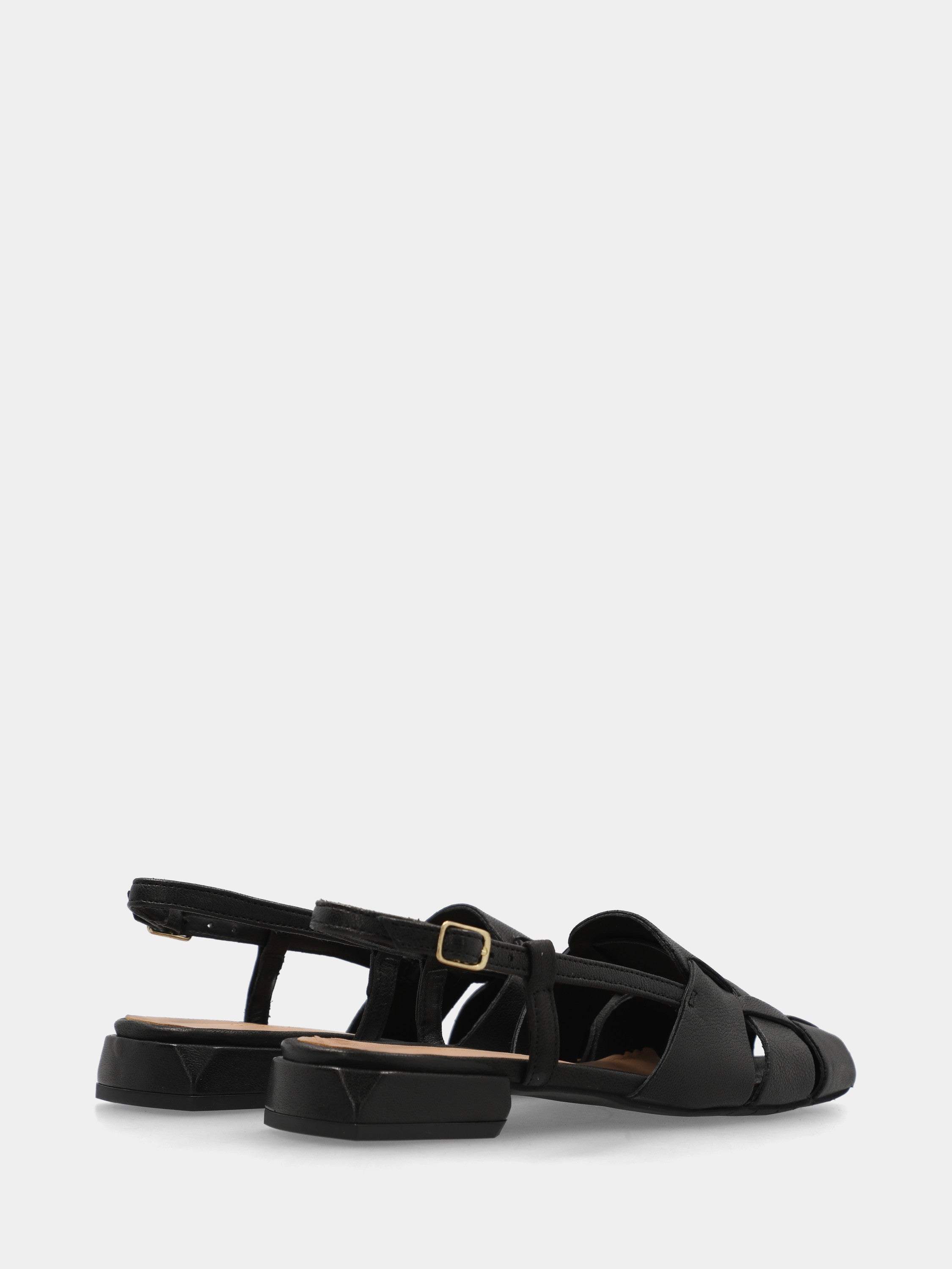 Schwarzer Nappaleder-Sandalette mit überkreuzten Riemen und quadratischer Spitze
